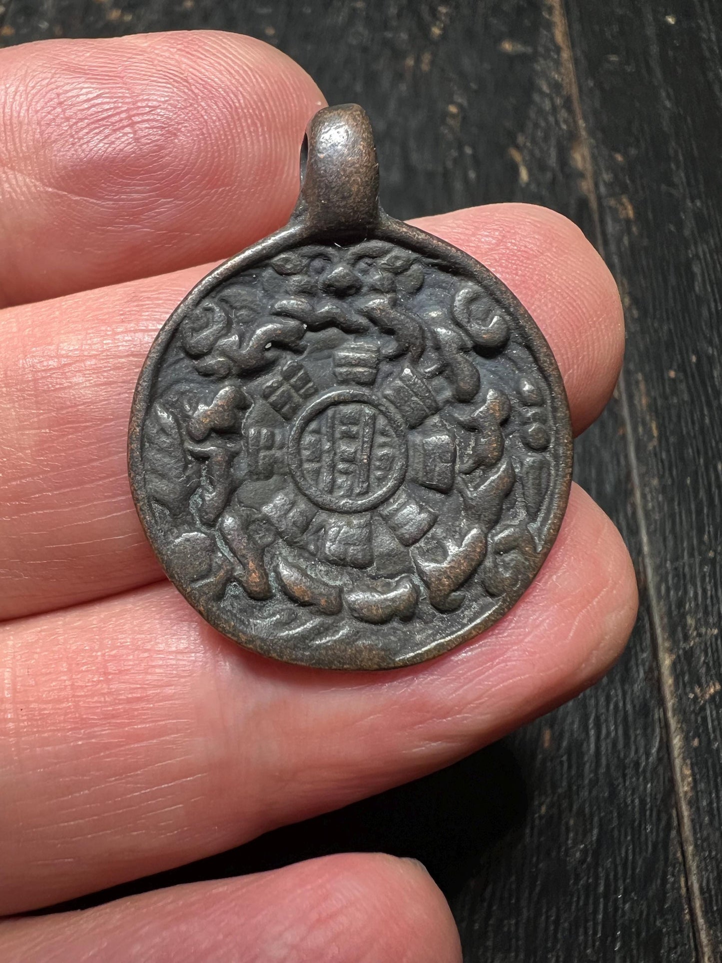 Brass Nine Palace Bagua Talisman Pendant – Traditional Feng Shui Amulet