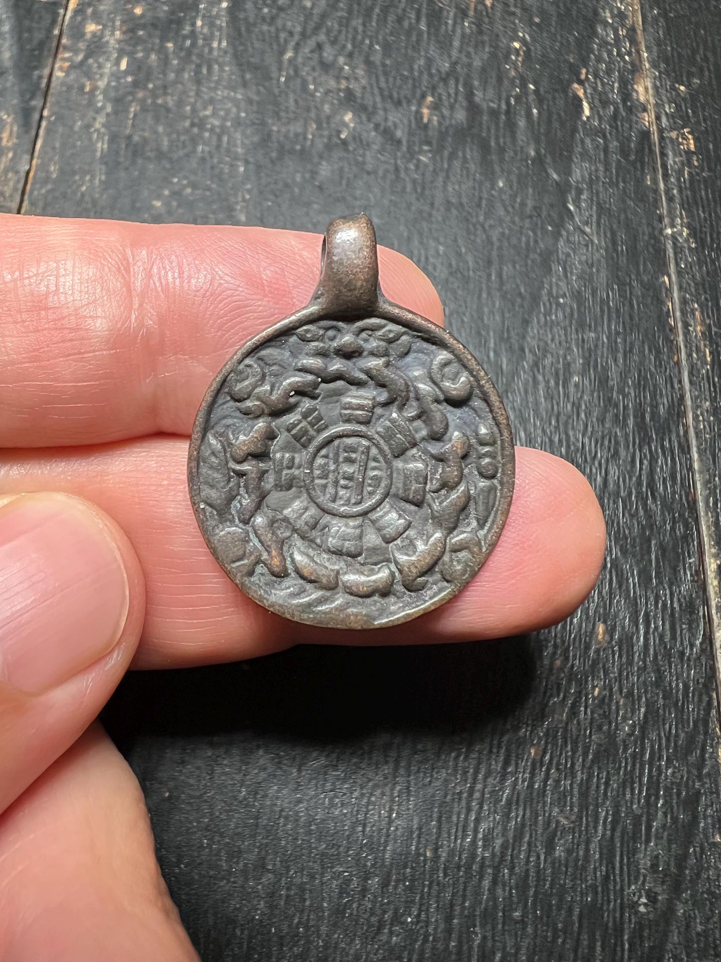 Brass Nine Palace Bagua Talisman Pendant – Traditional Feng Shui Amulet