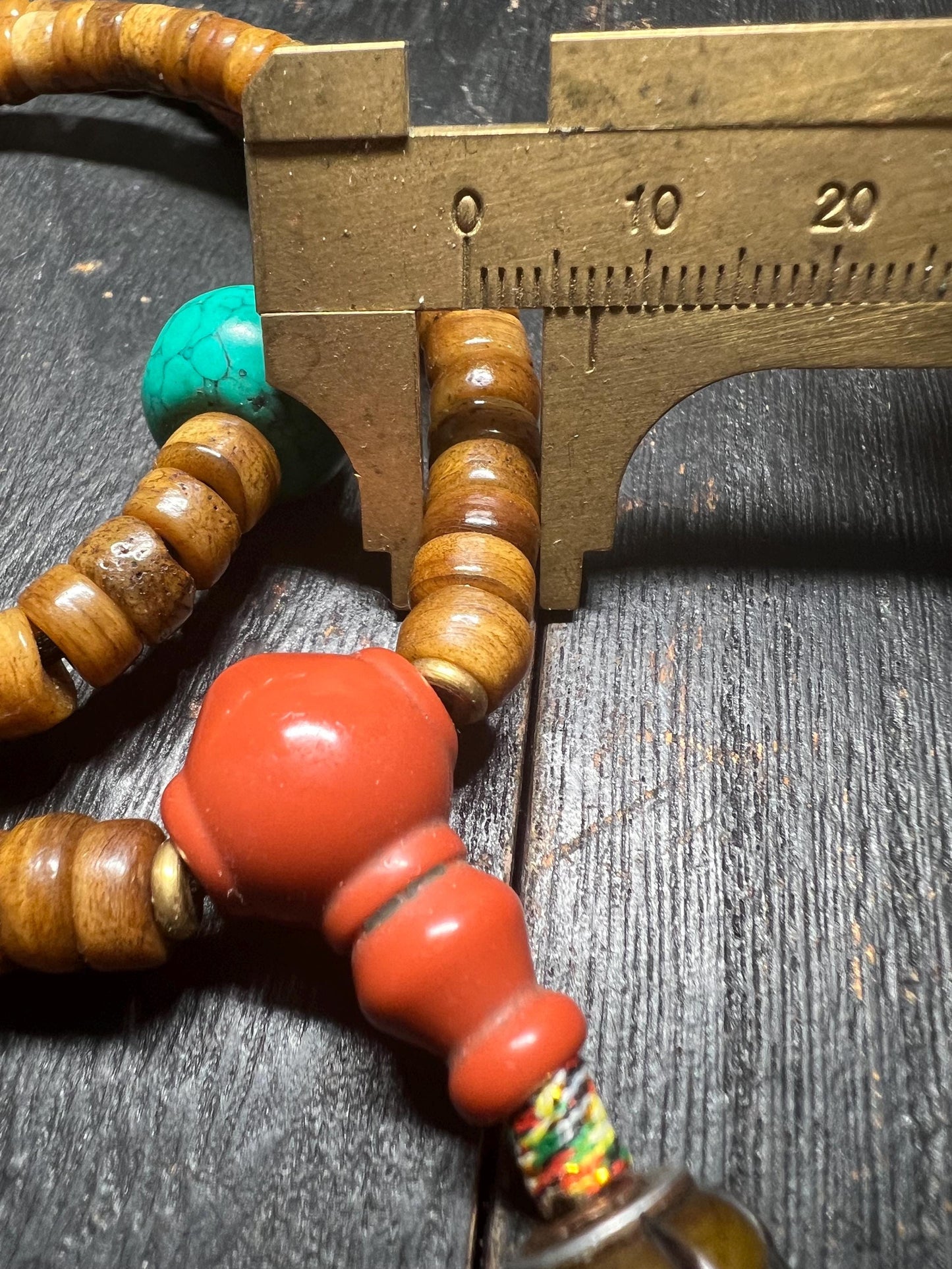 Yak Bone Mala: Tibetan Buddhist Prayer Beads with Glass Accents