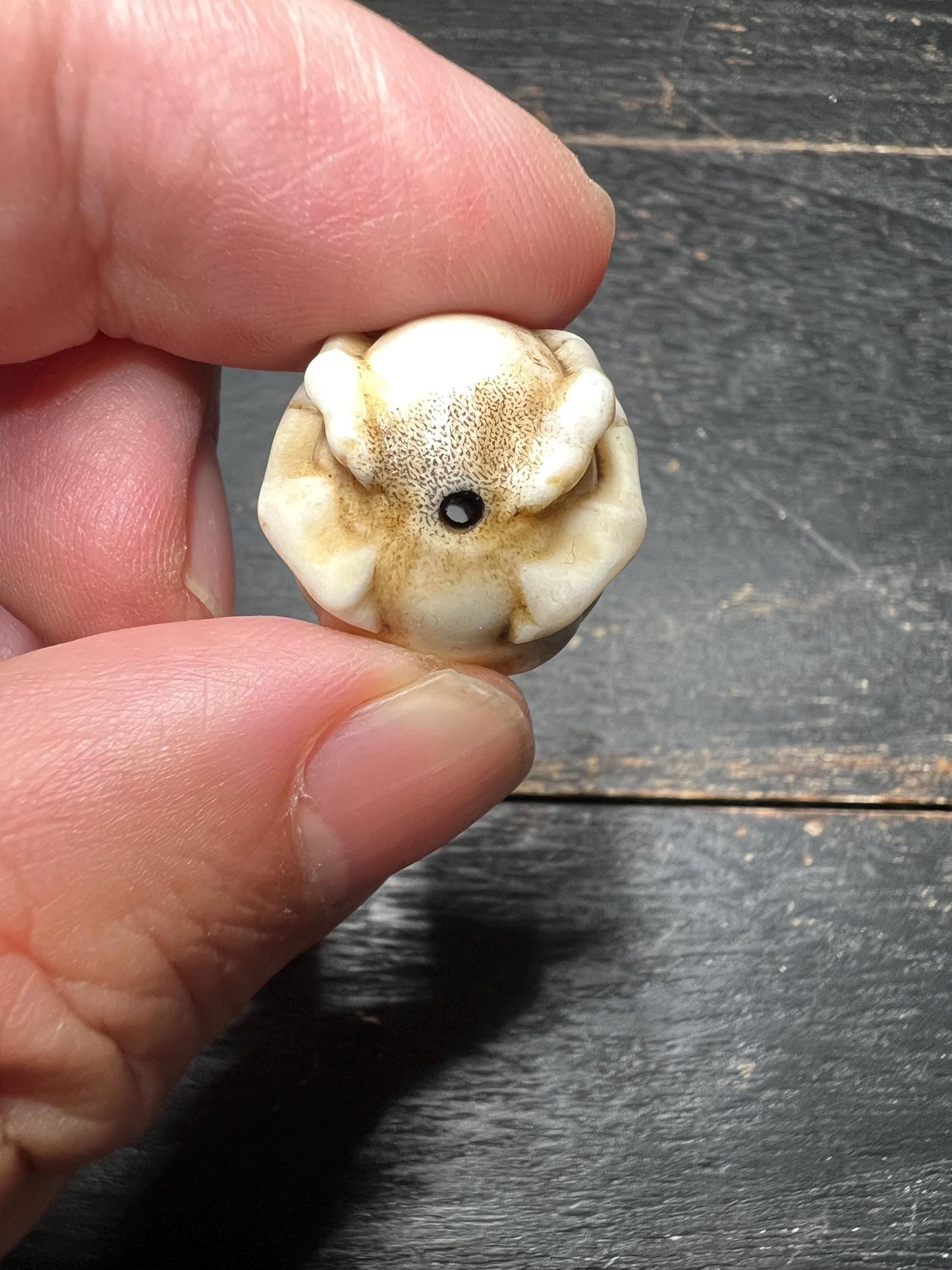 Hand-Carved Deer Antler Skull Bead – Tibetan Style Spacer for Mala or Jewelry Making
