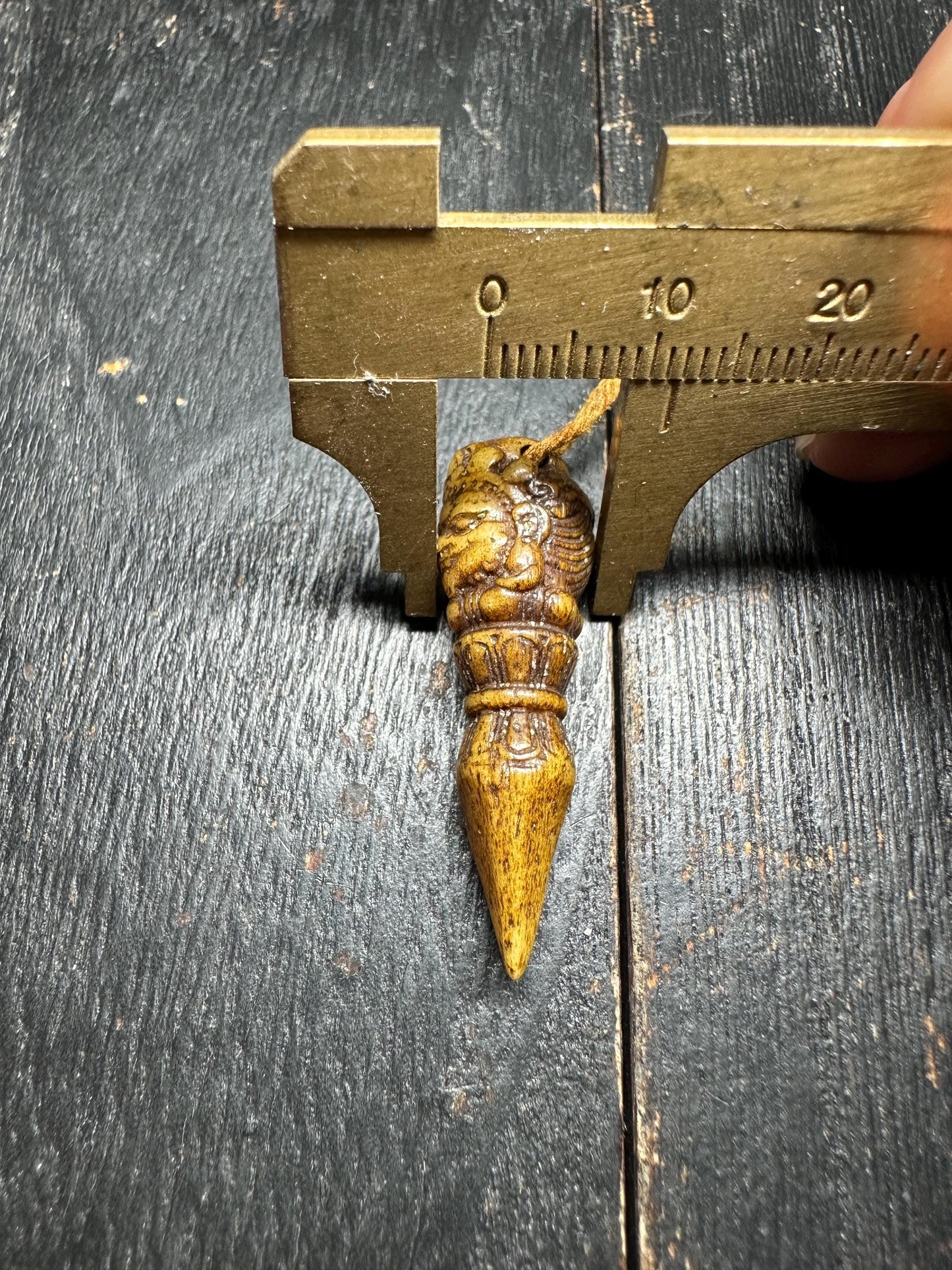 Hand-Carved Yak Bone Dorje Phurba Pendant: Tibetan Protection Amulet
