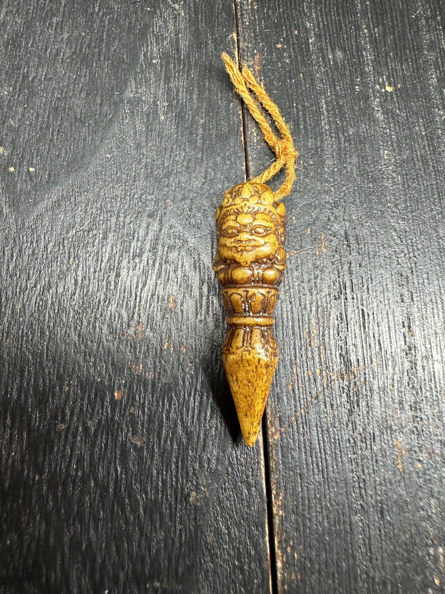 Hand-Carved Yak Bone Dorje Phurba Pendant: Tibetan Protection Amulet