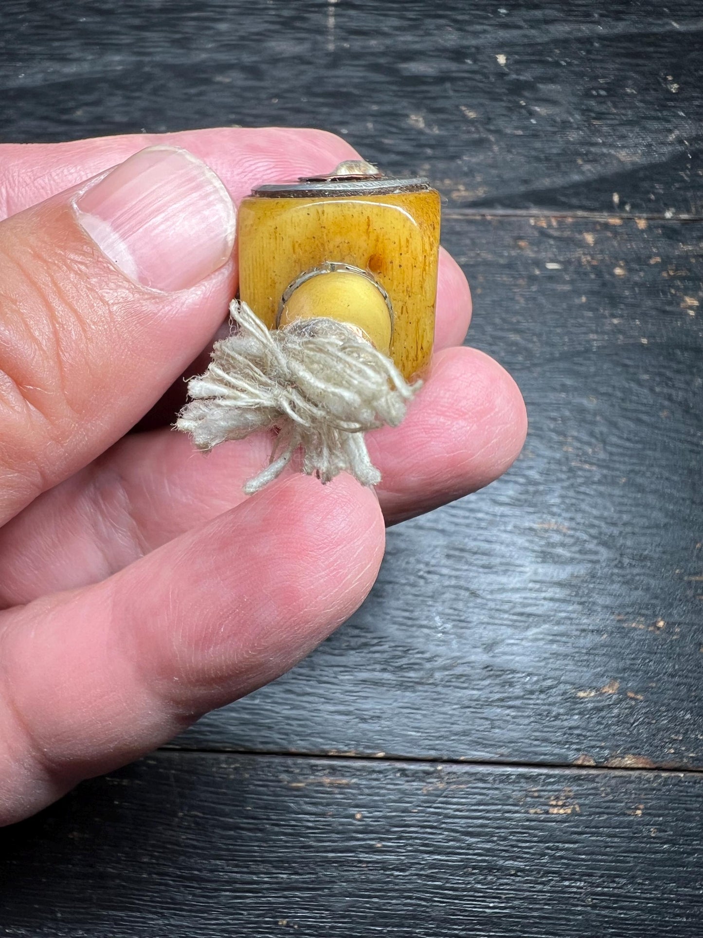 Hand-Carved Yak Bone Guru Bead Dice – Tibetan Mala Connector with Antique Finish