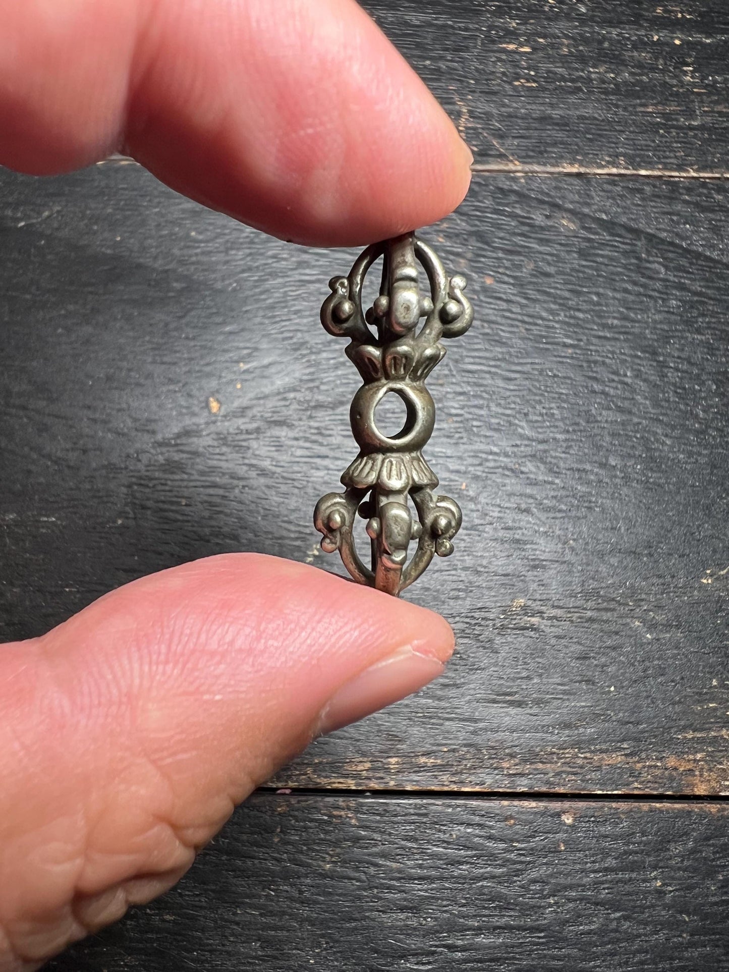 Handmade Vintage White Brass Four-Pronged Vajra Dorje | Tibetan Buddhism Ritual Tool | Himalayan Spiritual Art