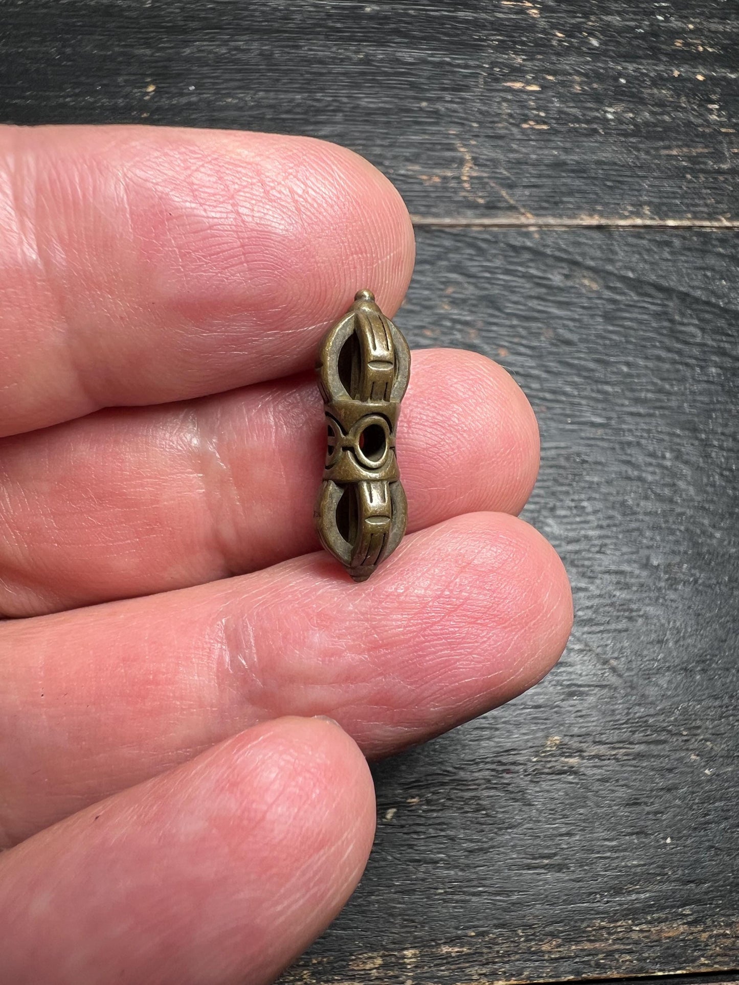 Mini Brass Vajra Spacer Bead • Tibetan Dorje Bead for Mala Bracelet or Buddhist Jewelry
