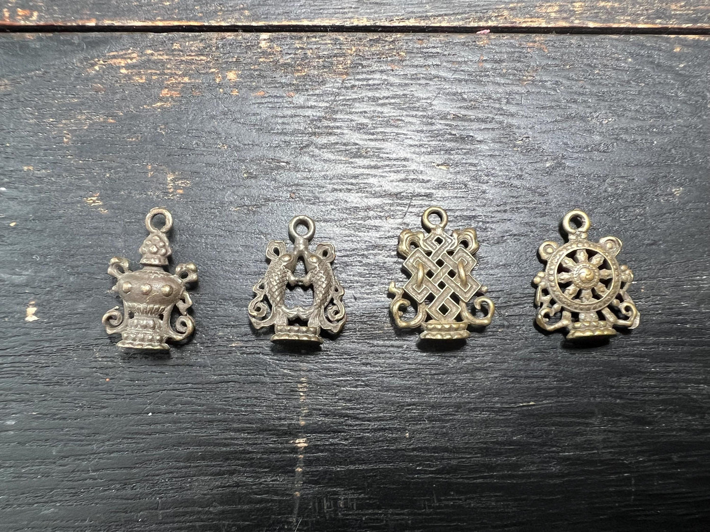 Vintage-Style Tibetan Brass/White Brass Ritual Pendant – Dorje & Kartika Vajra Tools – Amulet Spacer Beads