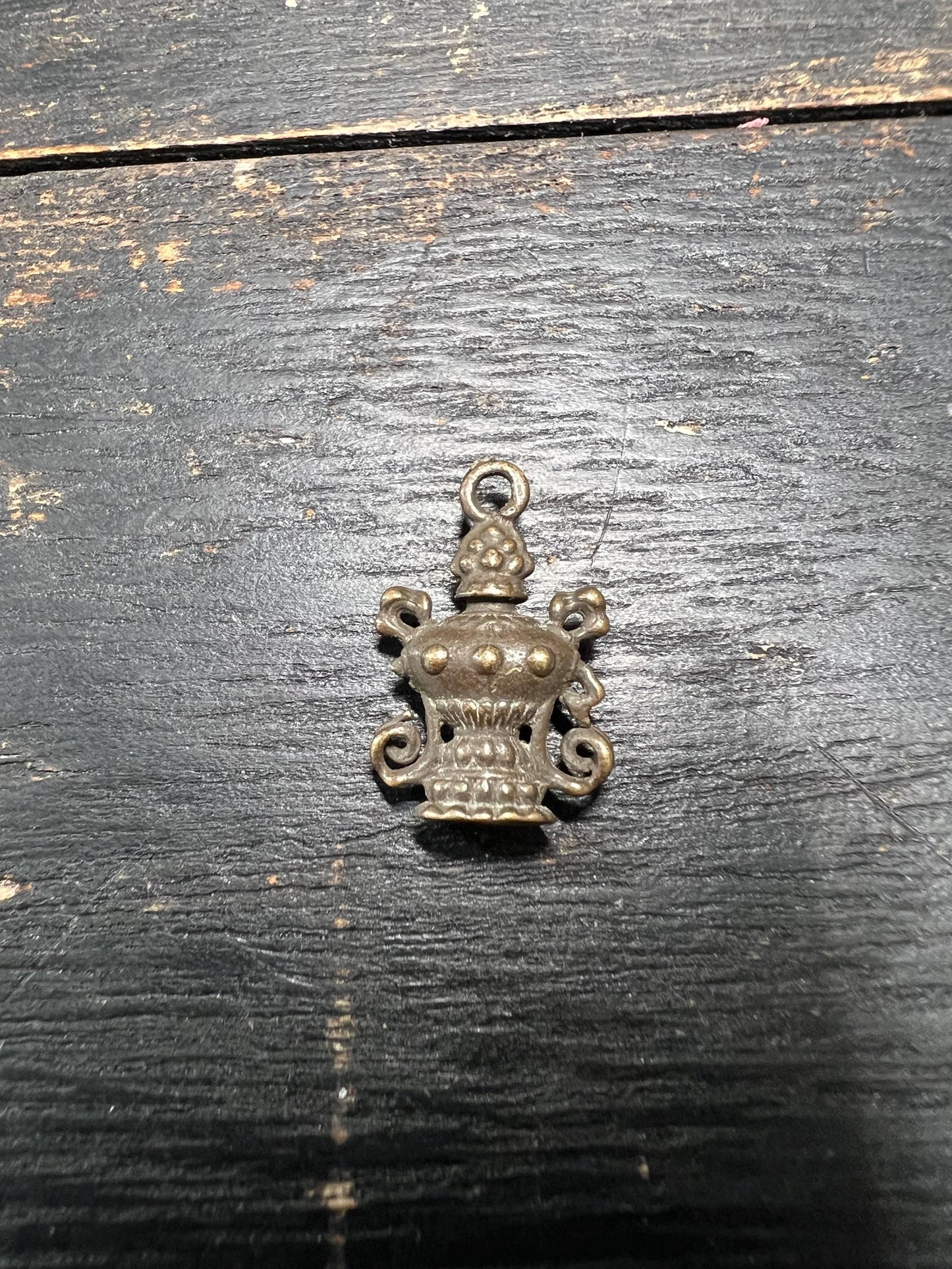 Vintage-Style Tibetan Brass/White Brass Ritual Pendant – Dorje & Kartika Vajra Tools – Amulet Spacer Beads