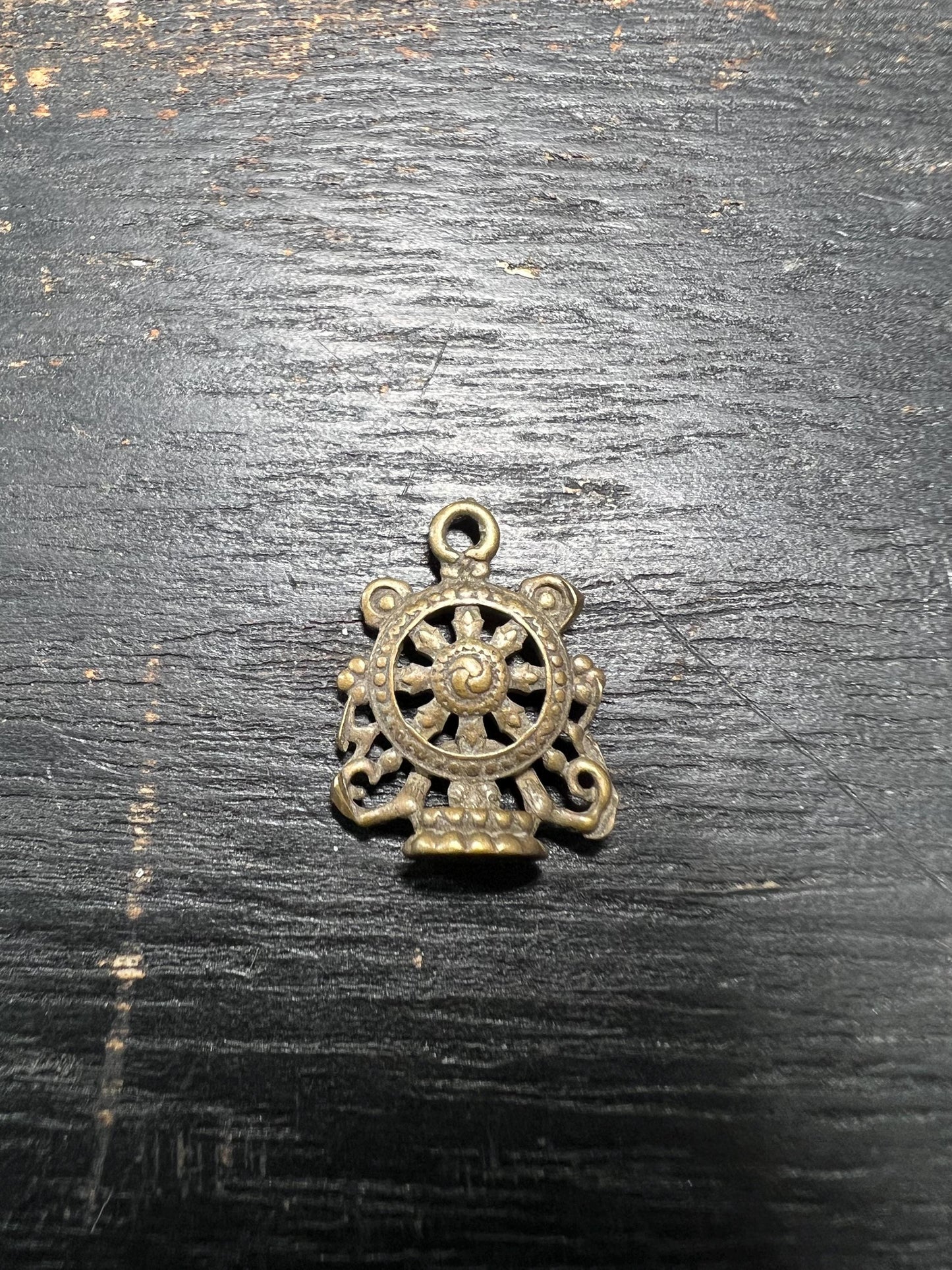 Vintage-Style Tibetan Brass/White Brass Ritual Pendant – Dorje & Kartika Vajra Tools – Amulet Spacer Beads