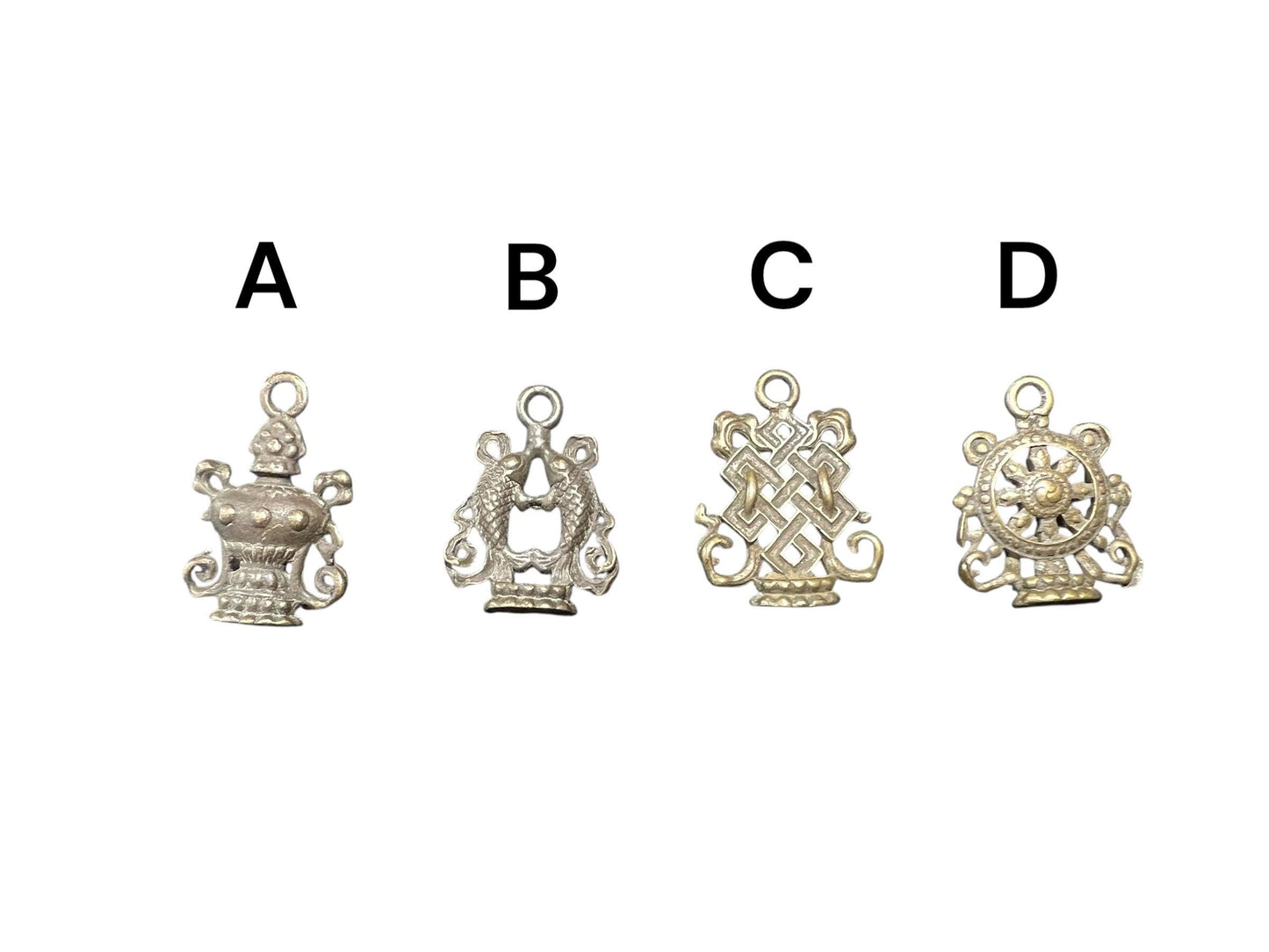 Vintage-Style Tibetan Brass/White Brass Ritual Pendant – Dorje & Kartika Vajra Tools – Amulet Spacer Beads