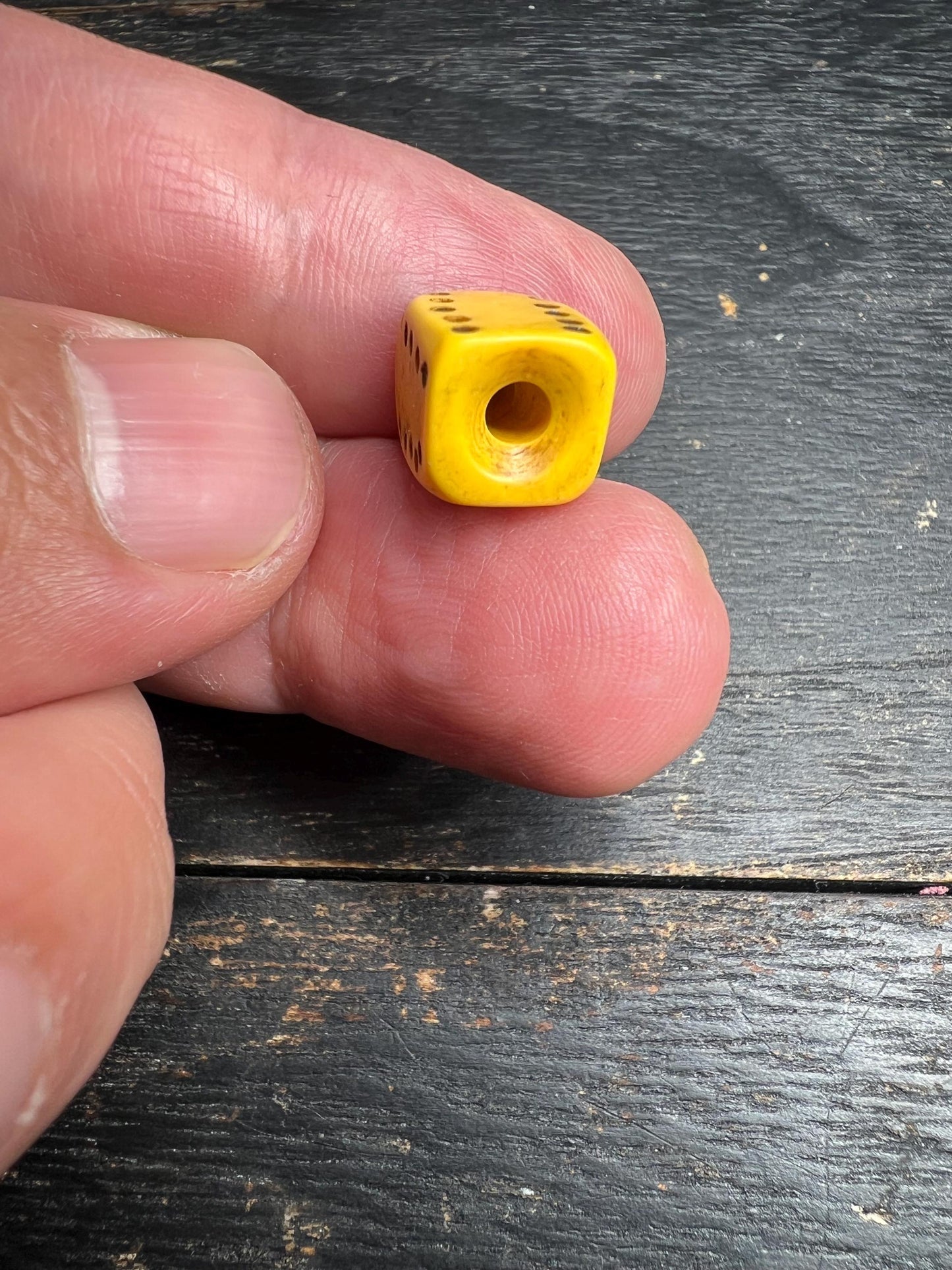 Tibetan Yellow Glass Dice – Palden Lhamo Amulet Bead for Mala, Prayer Bead Spacer