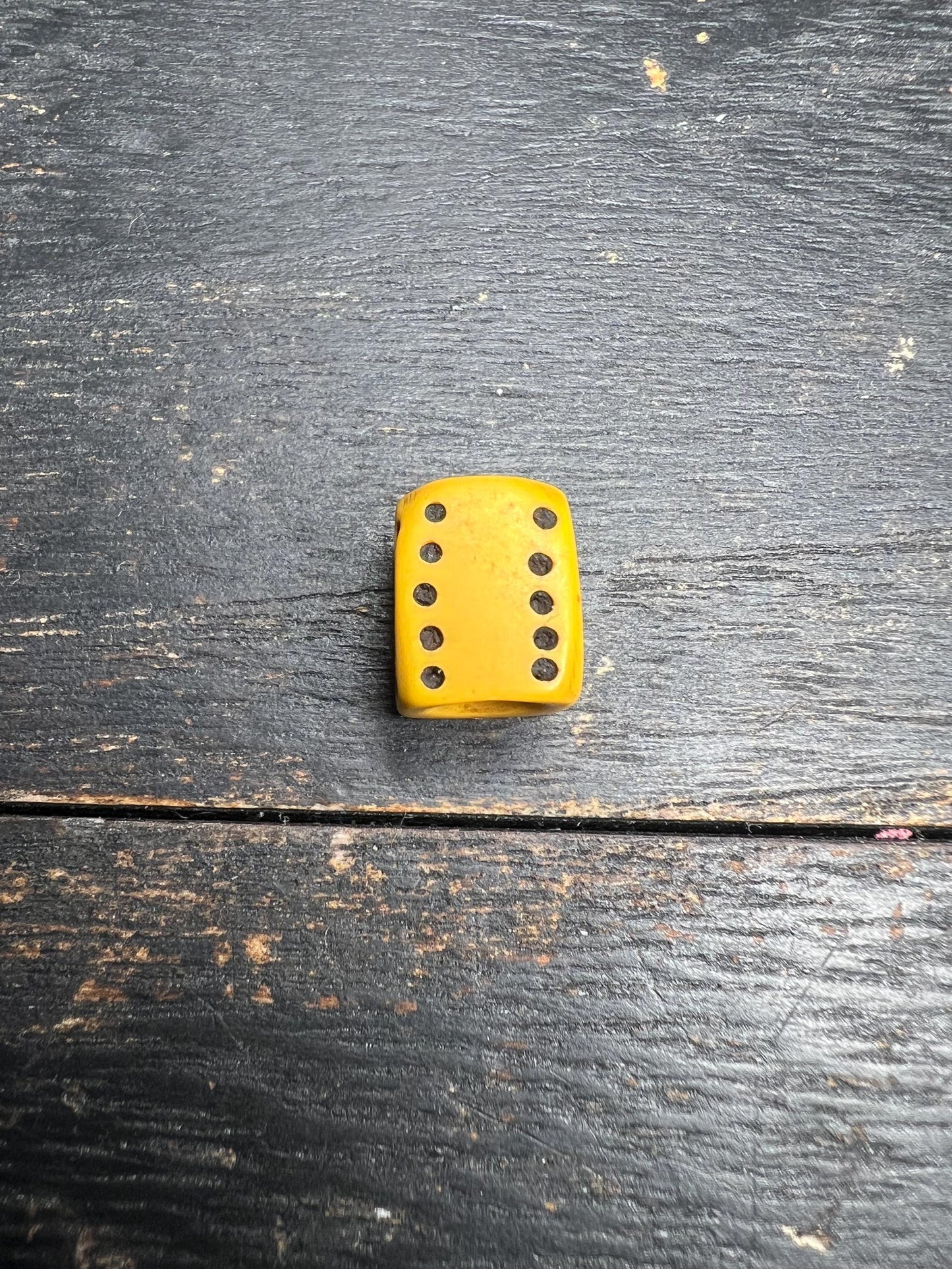 Tibetan Yellow Glass Dice – Palden Lhamo Amulet Bead for Mala, Prayer Bead Spacer
