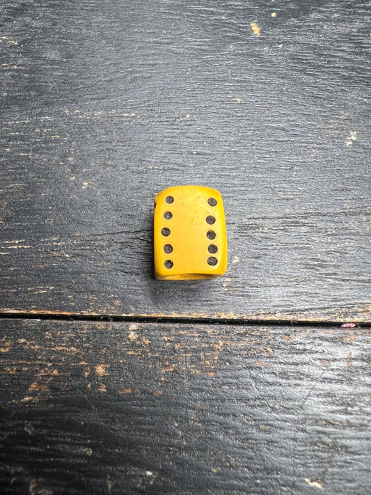 Tibetan Yellow Glass Dice – Palden Lhamo Amulet Bead for Mala, Prayer Bead Spacer