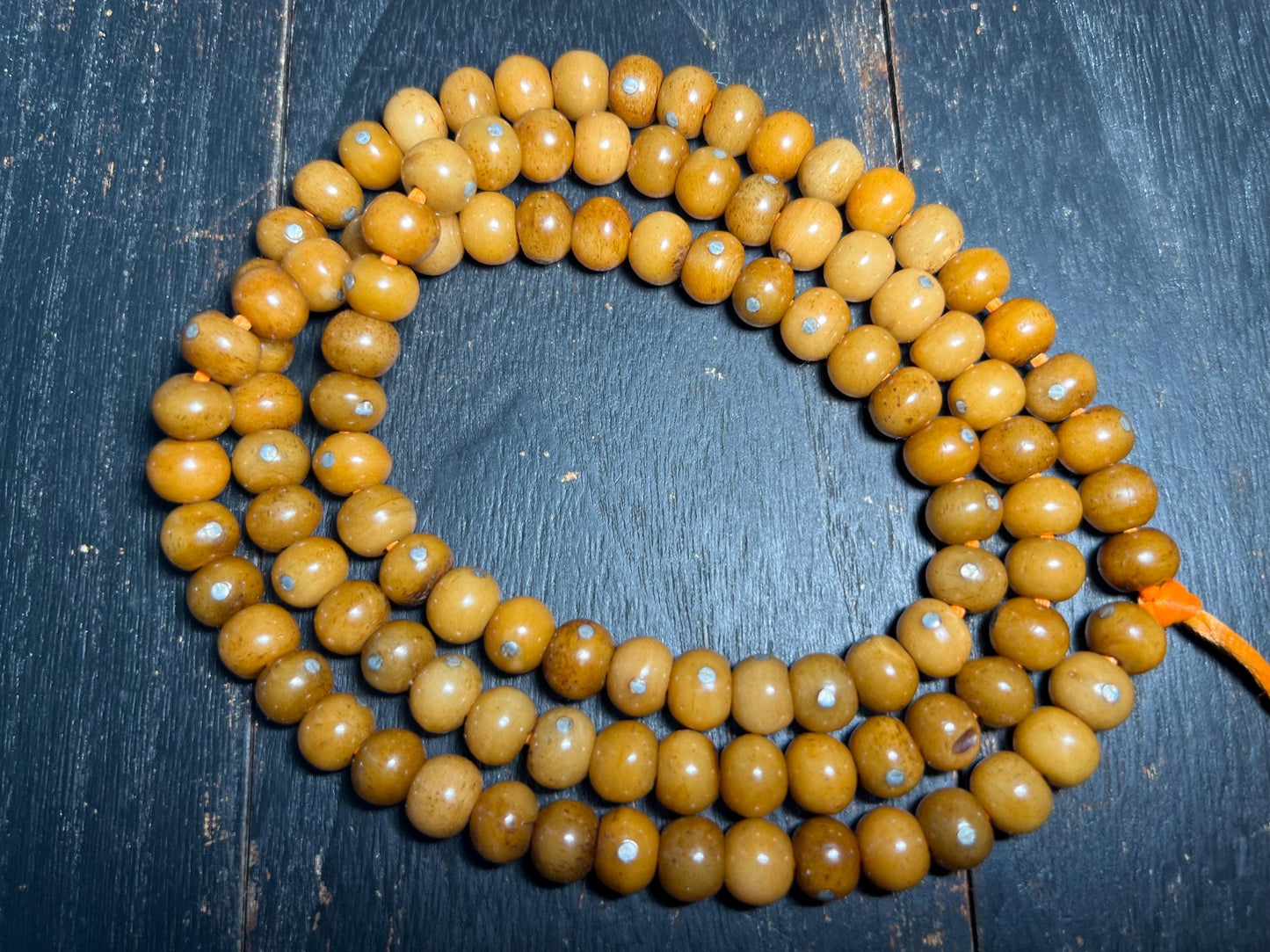 Vintage Yak Bone Mala: 108-Bead Tibetan Buddhist Rosary