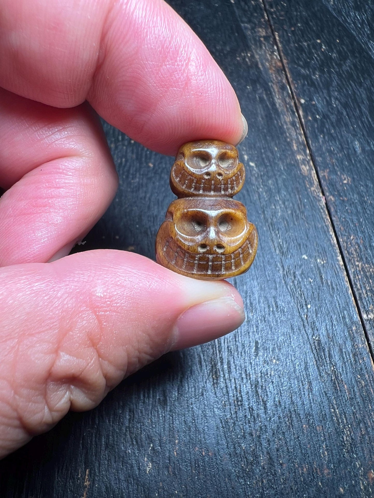Hand-Carved Yak Bone Skull Guru Bead | Tibetan 3-Way Connector for Mala Necklace | Buddhist Prayer Bead Spacer