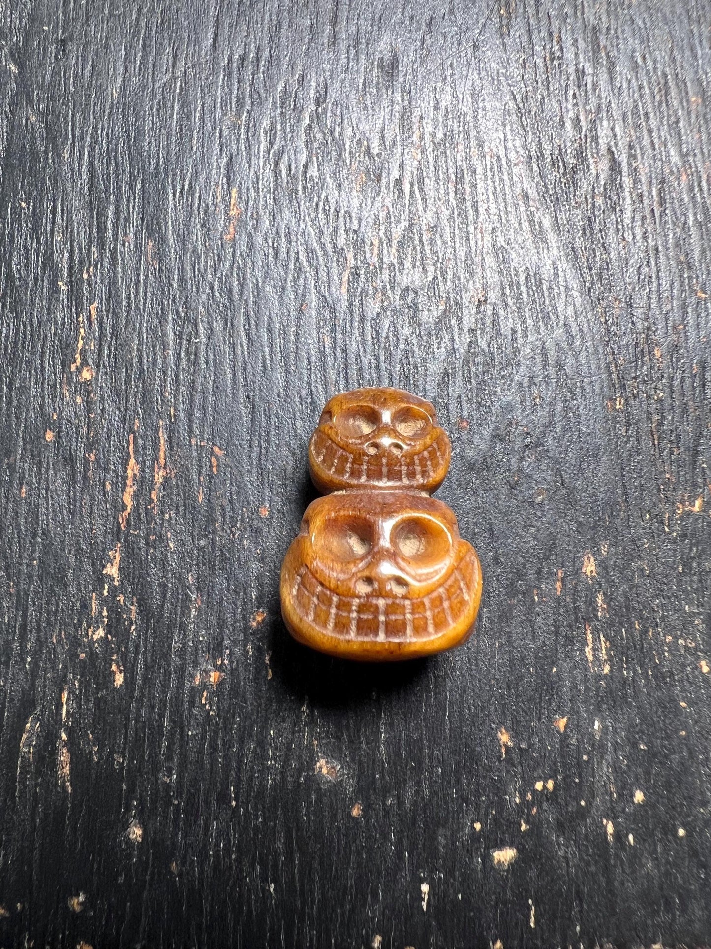 Hand-Carved Yak Bone Skull Guru Bead | Tibetan 3-Way Connector for Mala Necklace | Buddhist Prayer Bead Spacer