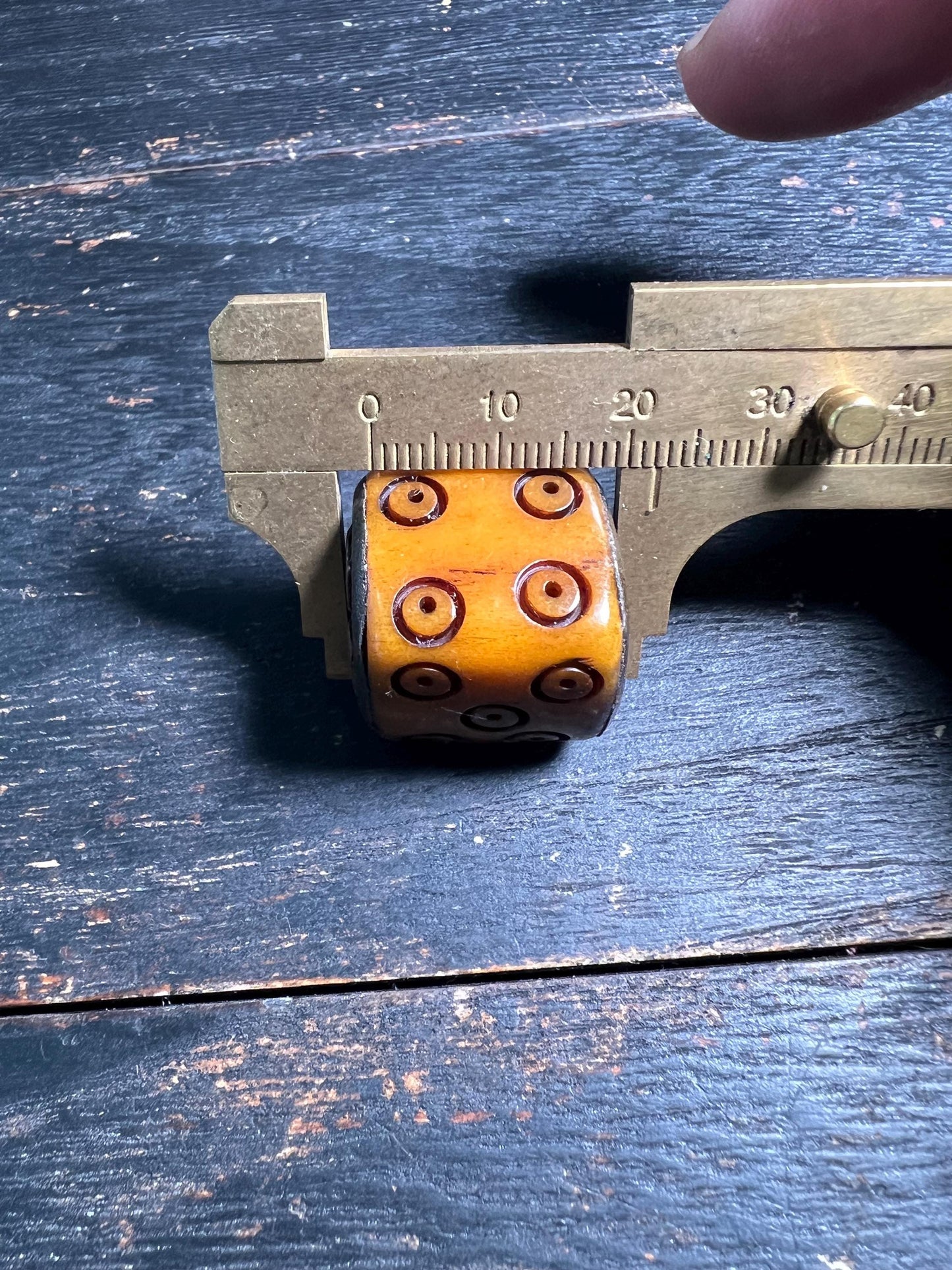 Large Old Tibetan Yak Bone Dice Bead – Buddhist Palden Lhamo Talisman – Vintage Ritual Ornament from Nepal