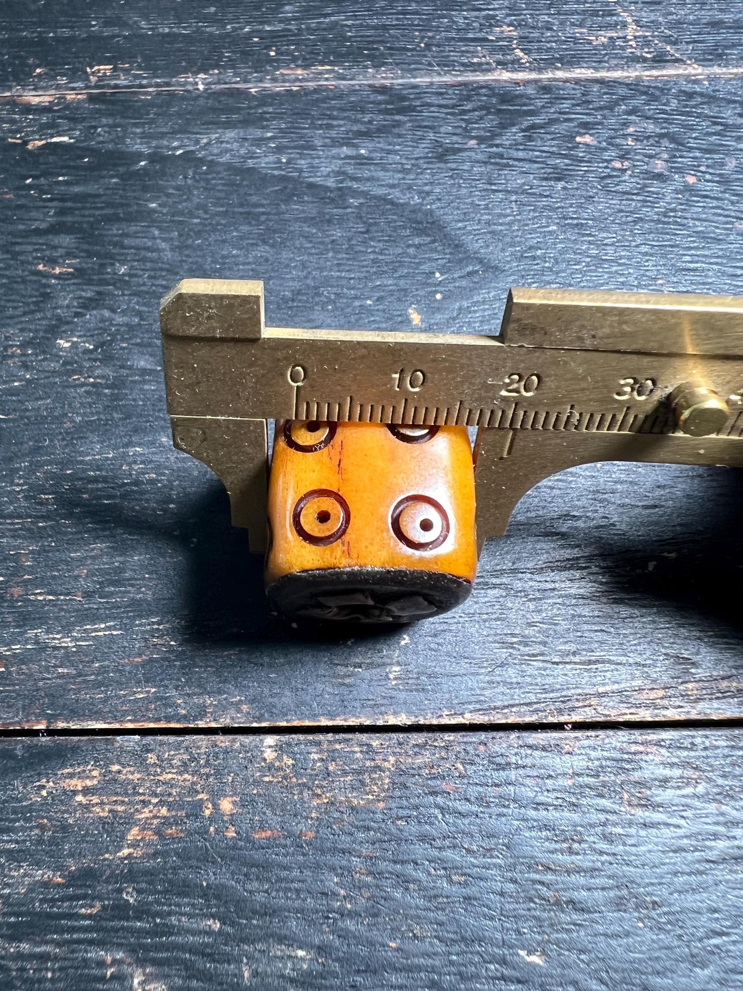 Large Old Tibetan Yak Bone Dice Bead – Buddhist Palden Lhamo Talisman – Vintage Ritual Ornament from Nepal