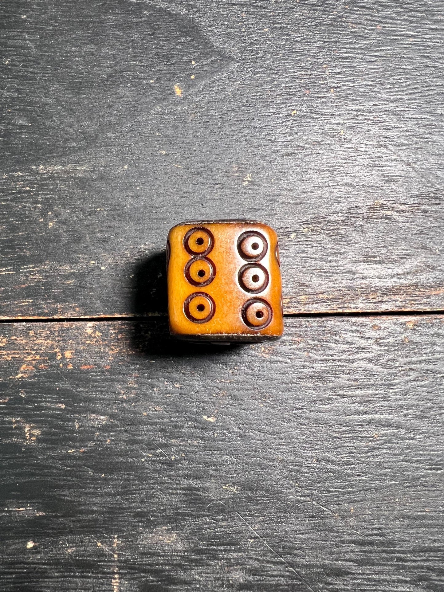 Large Old Tibetan Yak Bone Dice Bead – Buddhist Palden Lhamo Talisman – Vintage Ritual Ornament from Nepal