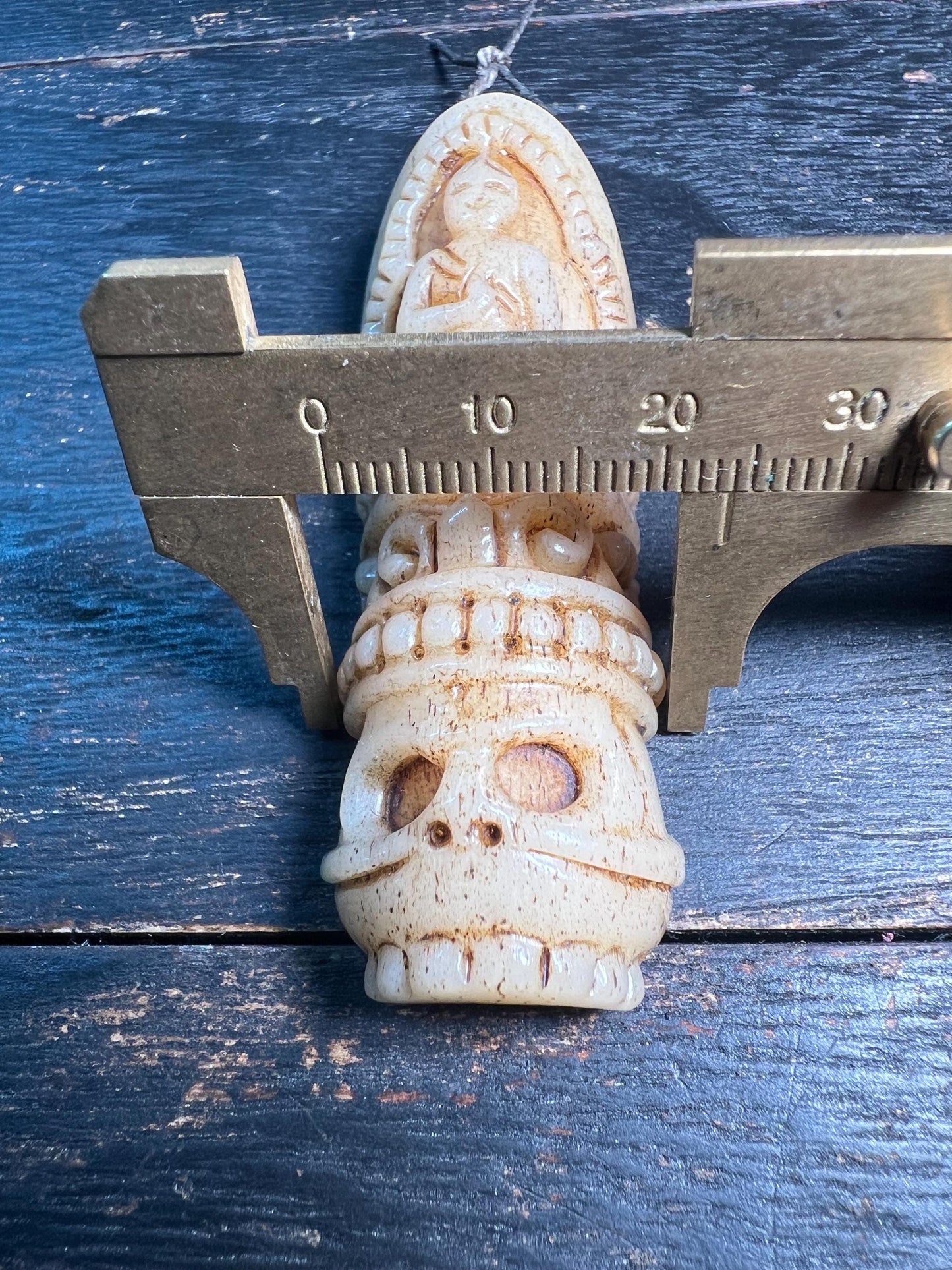 Antique Yak Bone Buddha Amulet Pendant | Hand-Carved Himalayan Talisman | Tibetan Buddhist Skull Protection Charm