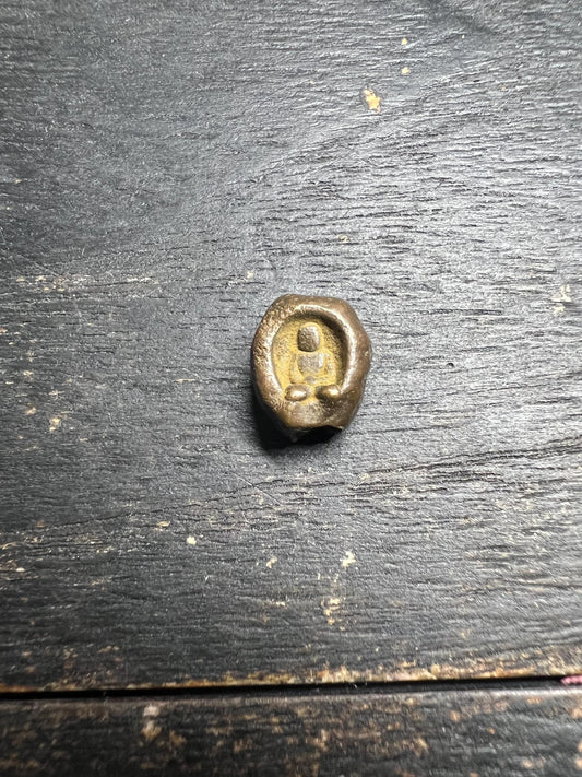 Brass Buddha Spacer Bead: Mini Amulet for Mala Bracelet