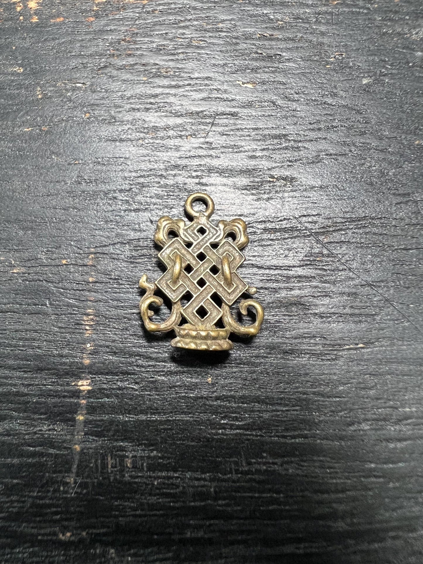 Vintage-Style Tibetan Brass/White Brass Ritual Pendant – Dorje & Kartika Vajra Tools – Amulet Spacer Beads