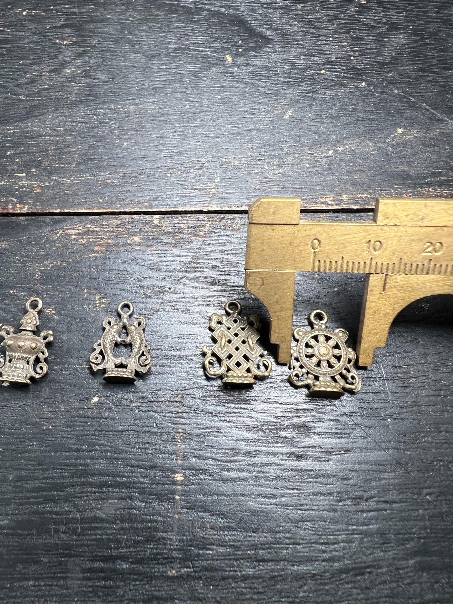Vintage-Style Tibetan Brass/White Brass Ritual Pendant – Dorje & Kartika Vajra Tools – Amulet Spacer Beads