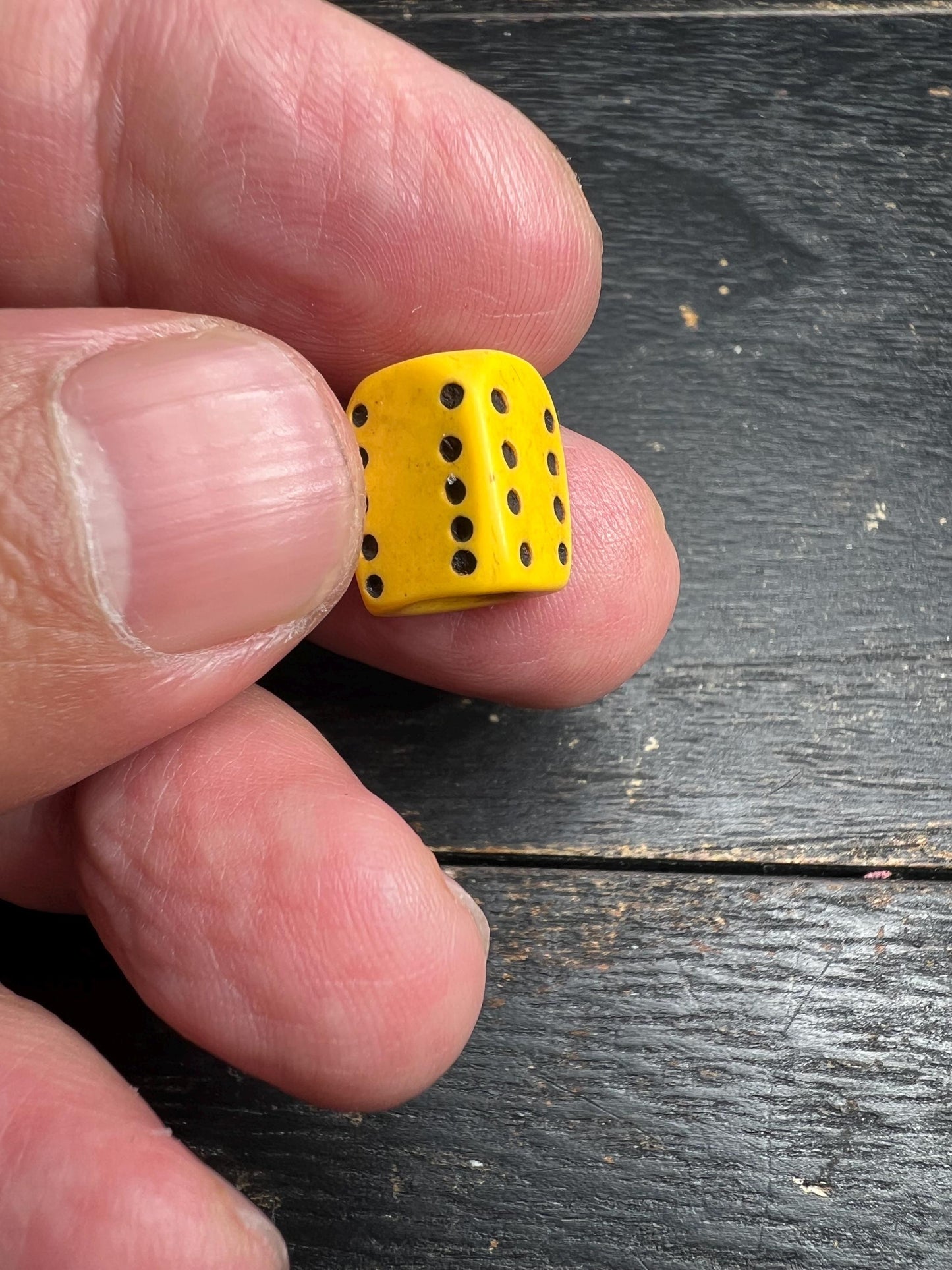 Tibetan Yellow Glass Dice – Palden Lhamo Amulet Bead for Mala, Prayer Bead Spacer