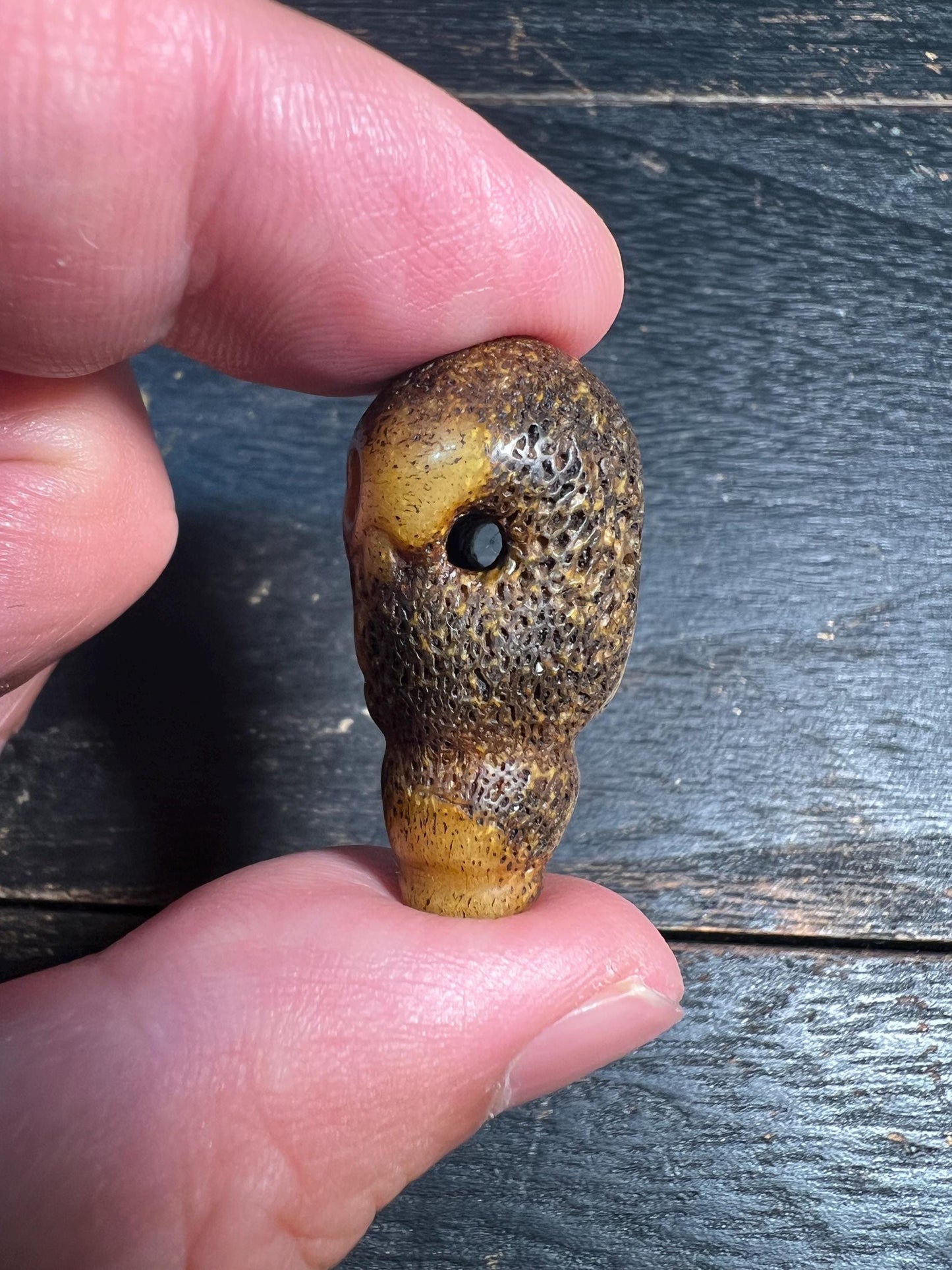 Yak Bone Guru Bead | Tibetan Skull Mala Bead | Hand-Carved Chitipati Guru Bead | Buddhist Prayer Bead Connector