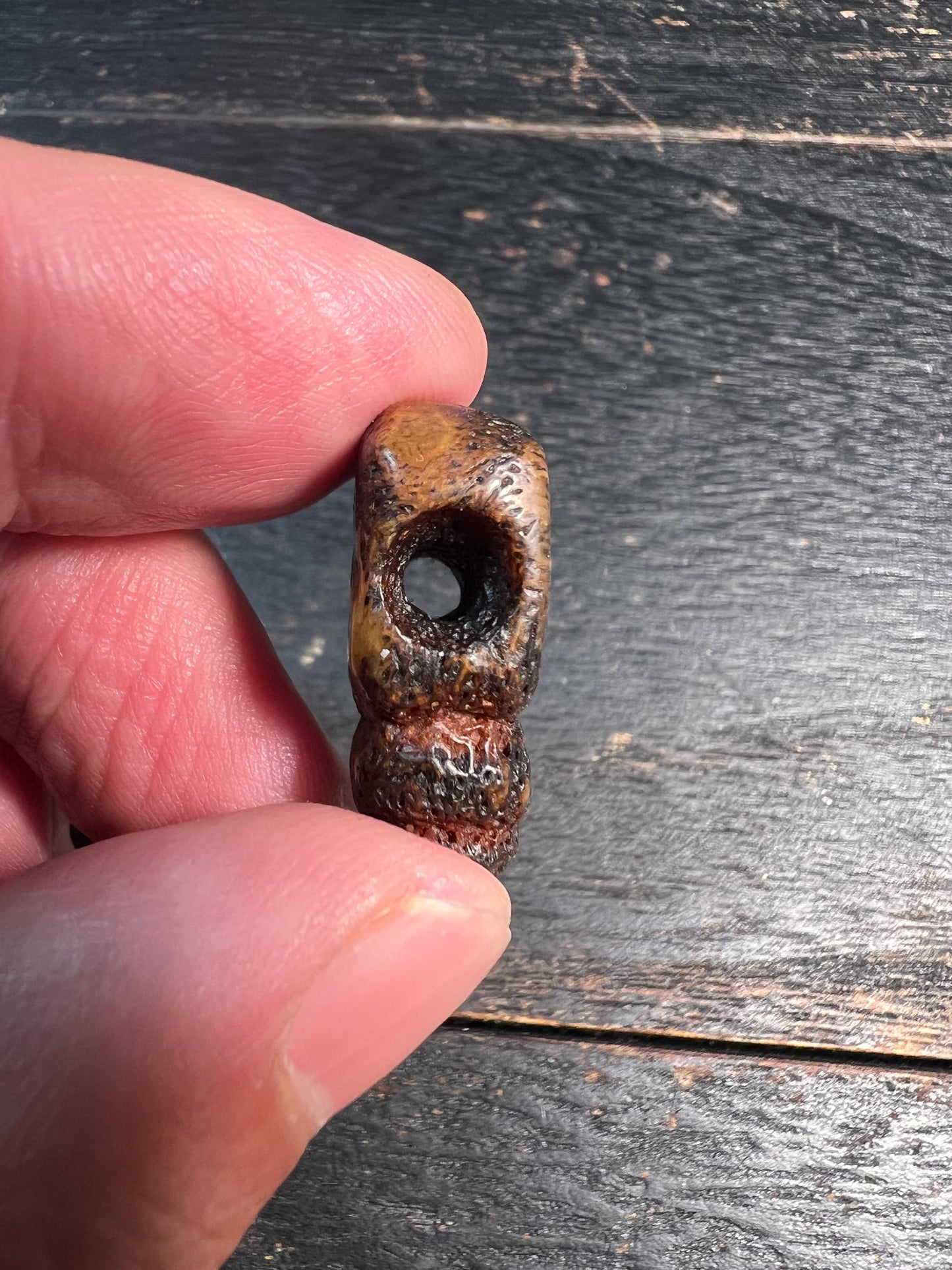 Rare Yak Bone Skull Guru Bead with Mantra Dots | Tibetan Chitipati Guru Bead | Hand-Carved Buddhist Mala Connector