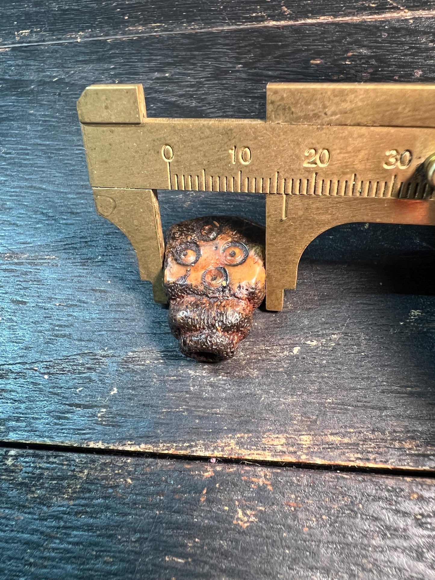 Rare Yak Bone Skull Guru Bead with Mantra Dots | Tibetan Chitipati Guru Bead | Hand-Carved Buddhist Mala Connector