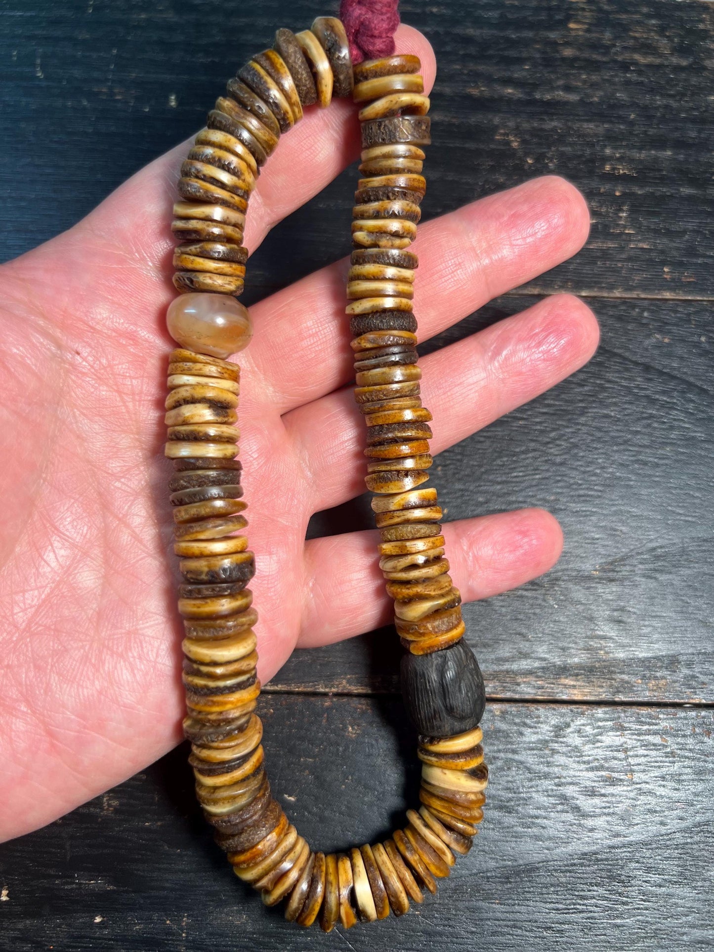 Vintage Yak Bone Mala Beads 108 | Tibetan Buddhist Prayer Beads | Skull Spacer Beads | Antique Bone Disc Rosary
