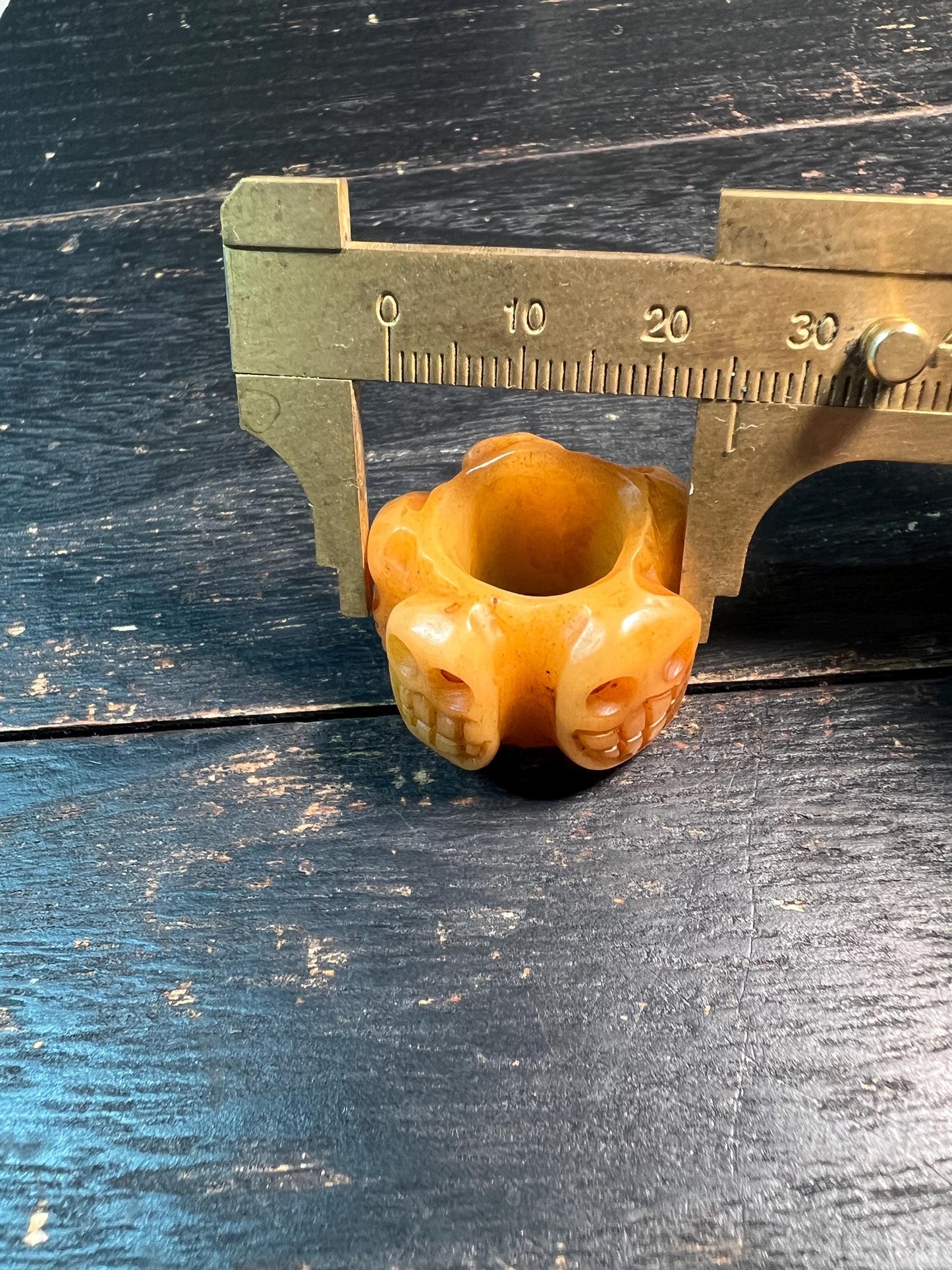 Vintage Yak Bone Skull Counter Bead | Tibetan Mala Sliding Ring | Himalayan Buddhist Amulet