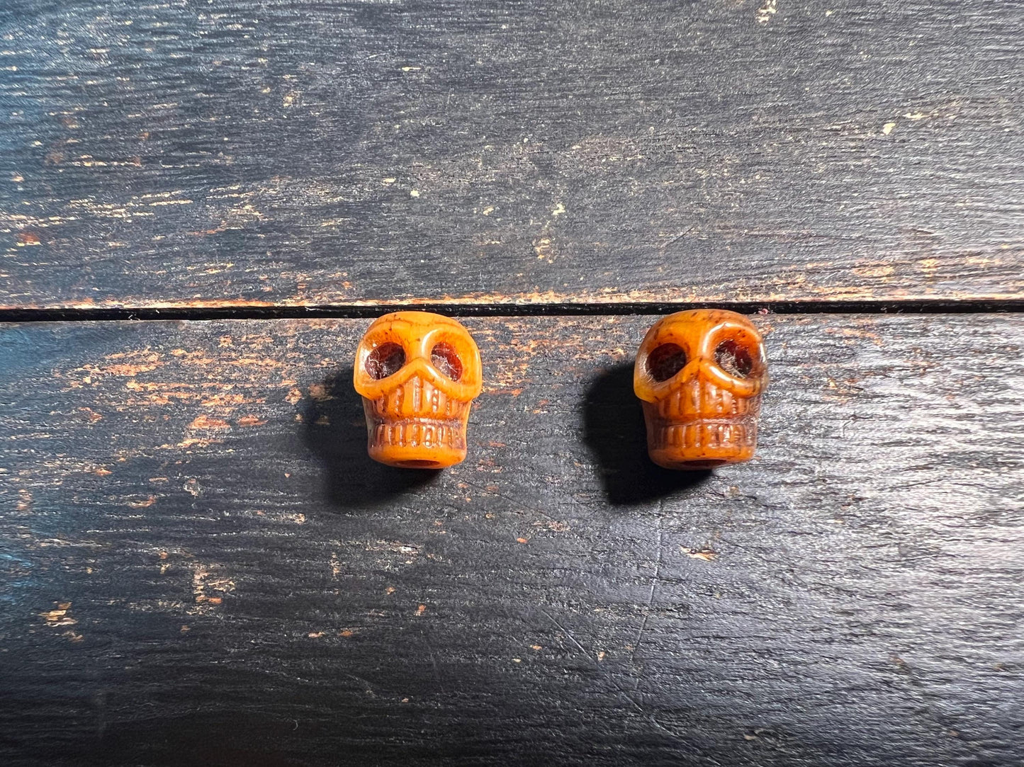 Set of 2 Hand-Carved Yak Bone Skull Beads | Tibetan Artisan Beads for Mala & Jewelry Making | Natural Boho Tribal Beads