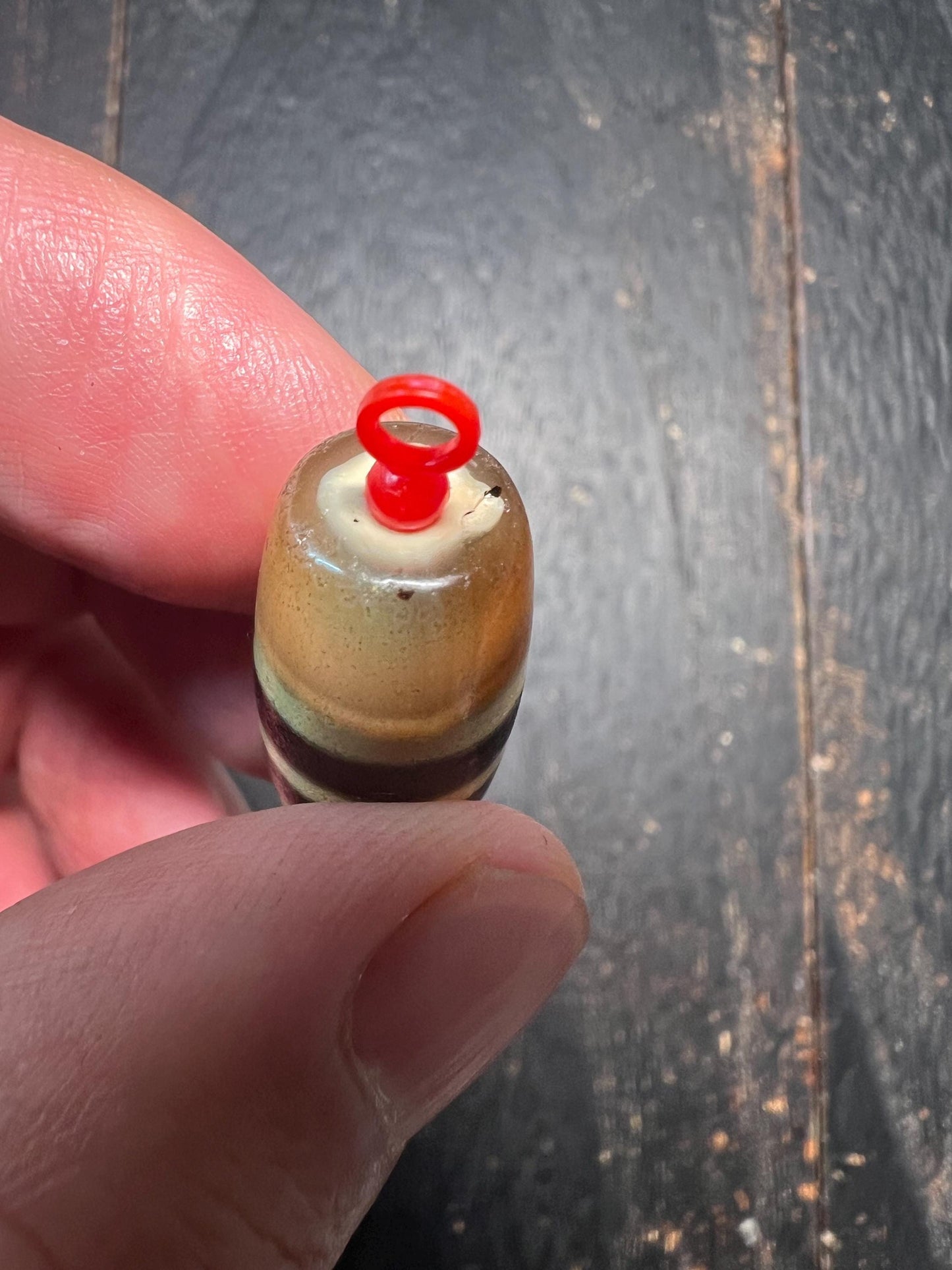 Tibetan Agate Dzi Bead: 3-Stripe Barrel Bead for Mala Jewelry