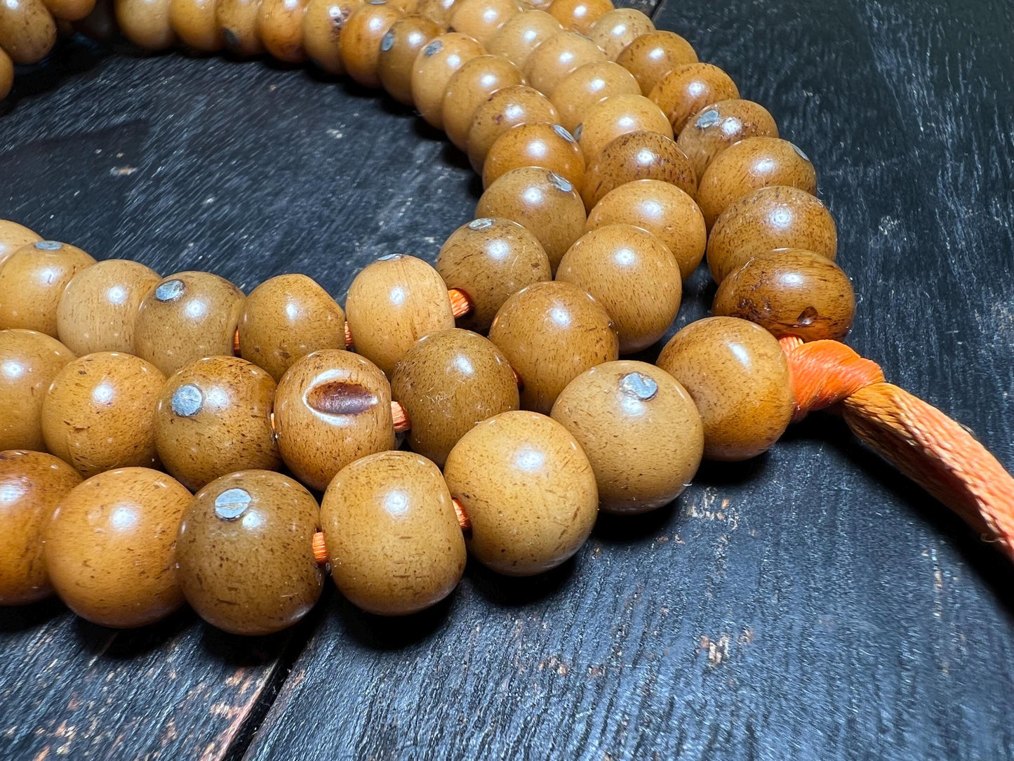 Vintage Yak Bone Mala: 108-Bead Tibetan Buddhist Rosary