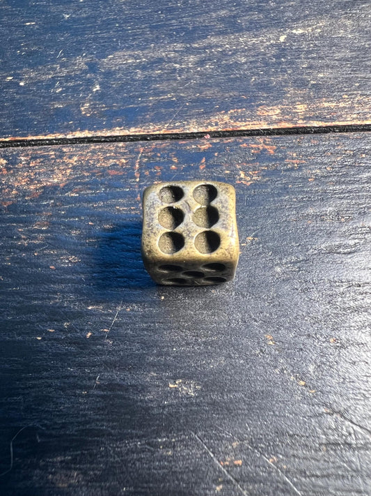 Handmade Nepal Dice-Style Spacer Beads | Rustic Antique Brass Cube with 1–6 Pip Faces | Tribal Mala Prayer Jewelry Supplies