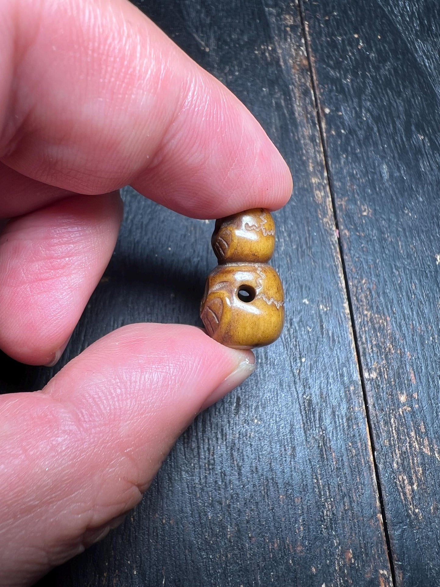 Hand-Carved Yak Bone Skull Guru Bead | Tibetan 3-Way Connector for Mala Necklace | Buddhist Prayer Bead Spacer