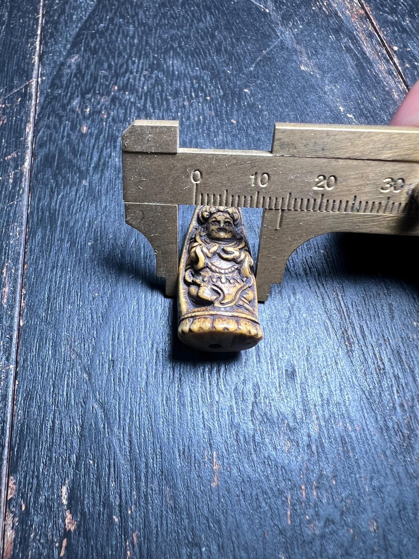 Hand-Carved Yak Bone Mahakala Amulet | Tibetan Buddhist Protection Talisman Pendant | Vintage Ethnic Spiritual Jewelry