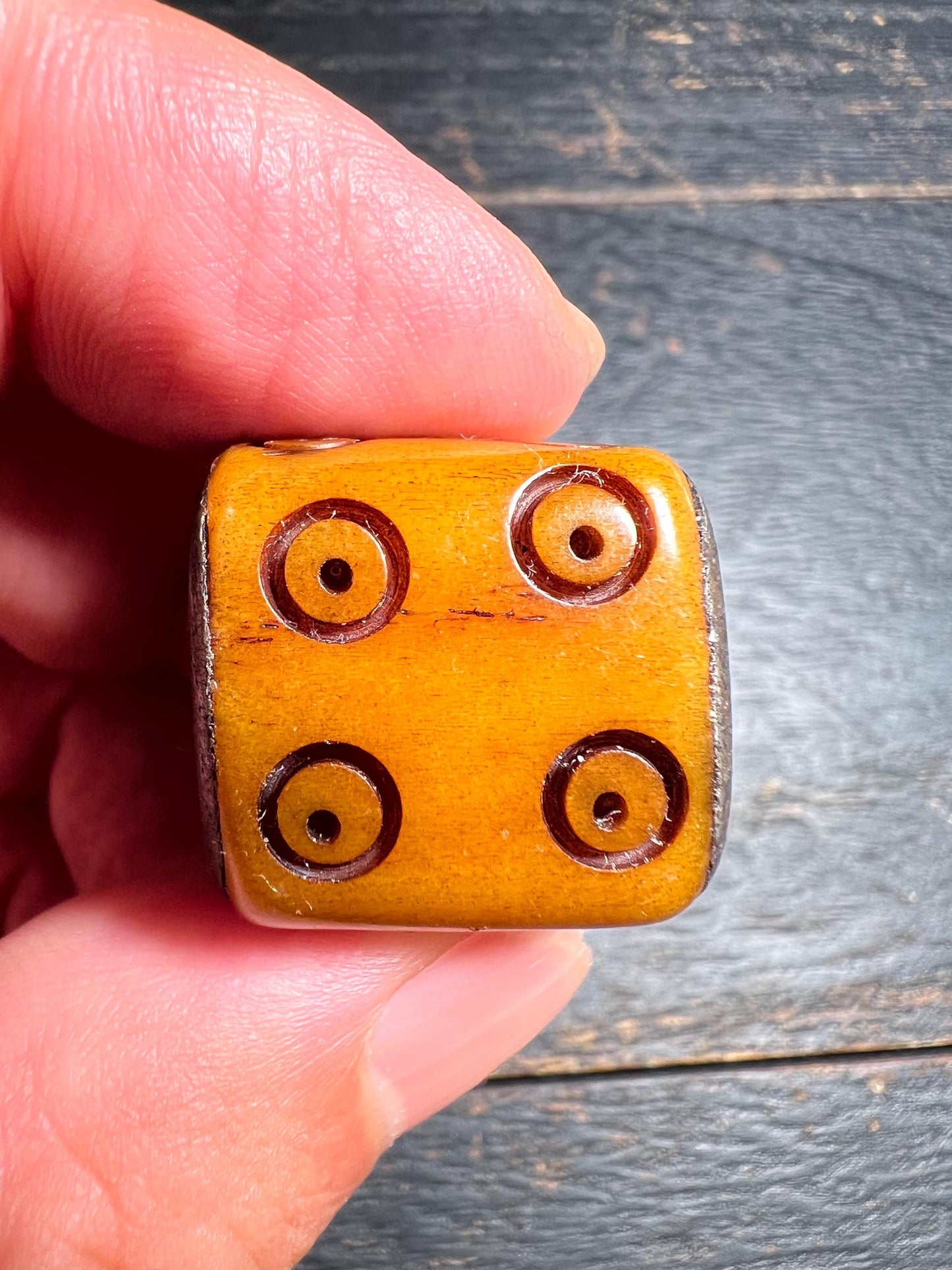 Large Old Tibetan Yak Bone Dice Bead – Buddhist Palden Lhamo Talisman – Vintage Ritual Ornament from Nepal