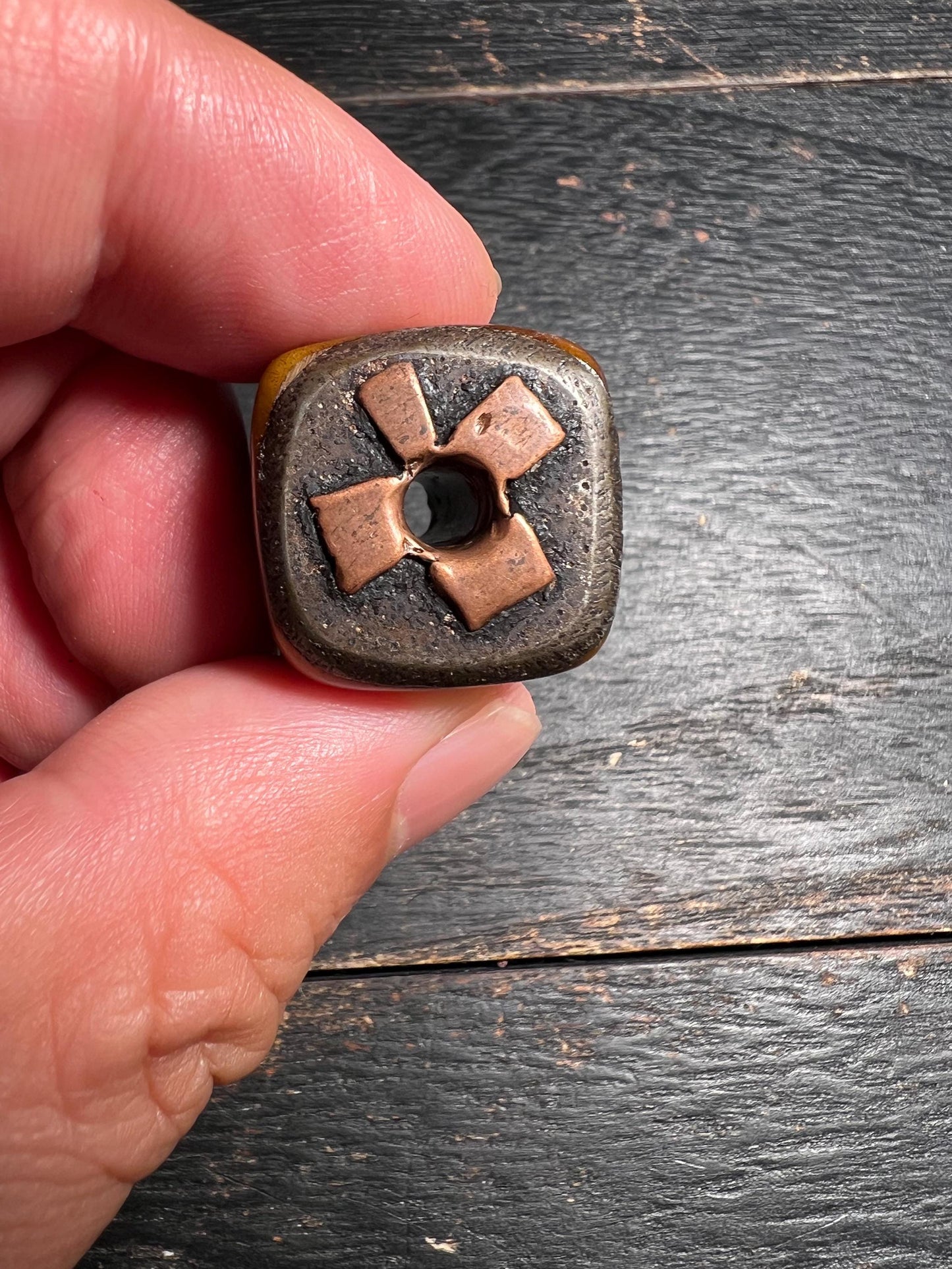 Large Old Tibetan Yak Bone Dice Bead – Buddhist Palden Lhamo Talisman – Vintage Ritual Ornament from Nepal