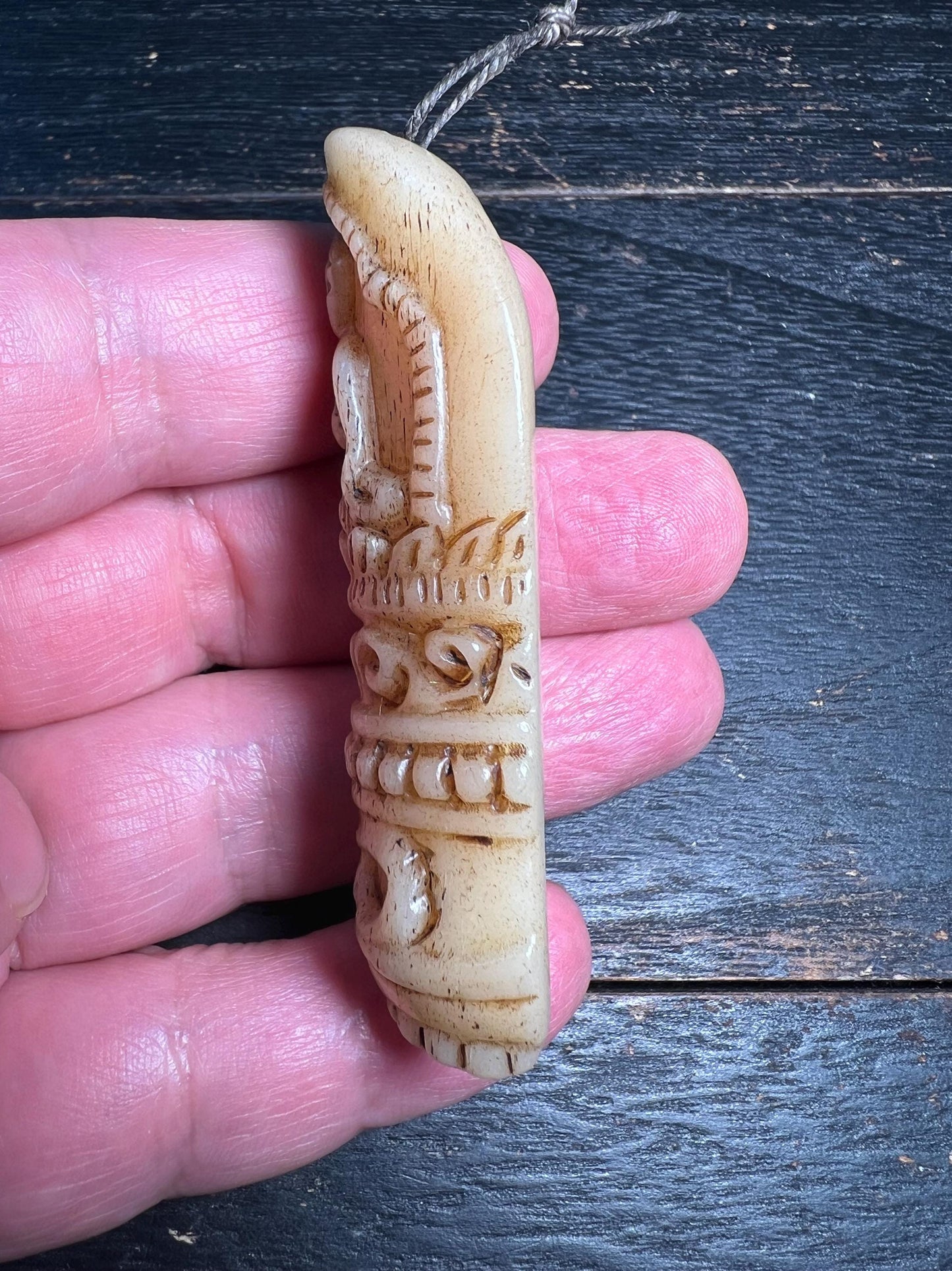 Antique Yak Bone Buddha Amulet Pendant | Hand-Carved Himalayan Talisman | Tibetan Buddhist Skull Protection Charm