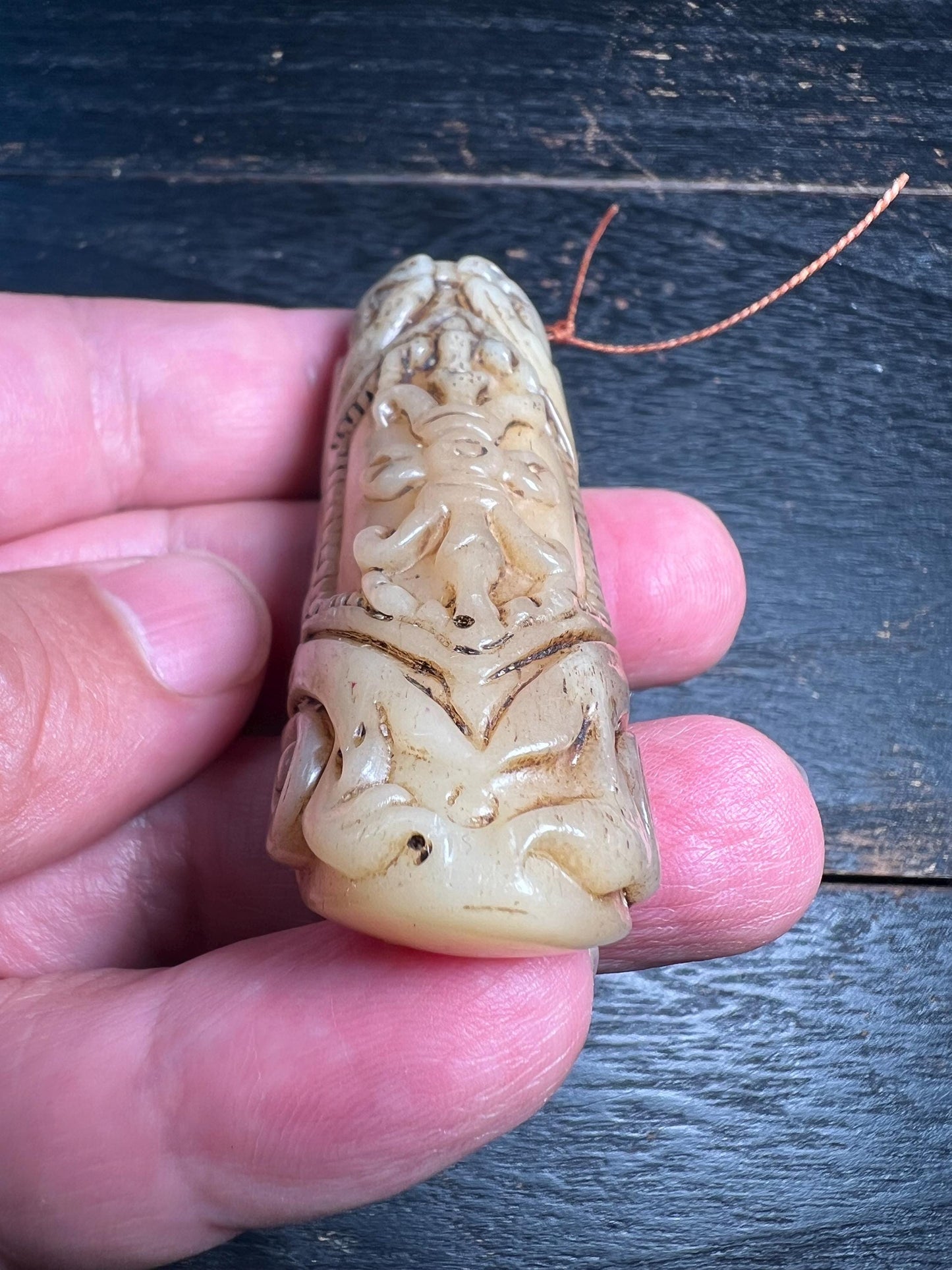 Hand Carved Yak Bone Amulet Pendant | Tibetan Buddhist Talisman Necklace