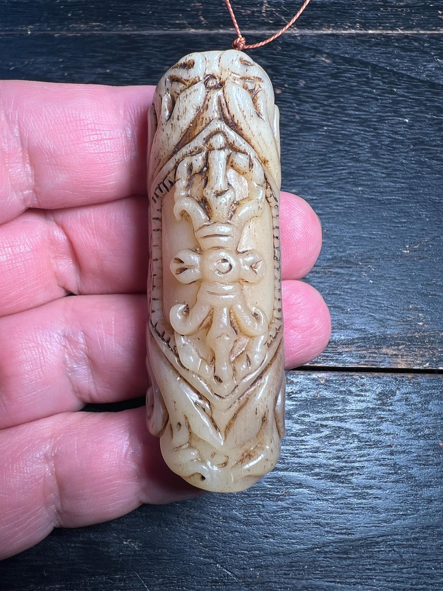 Hand Carved Yak Bone Amulet Pendant | Tibetan Buddhist Talisman Necklace
