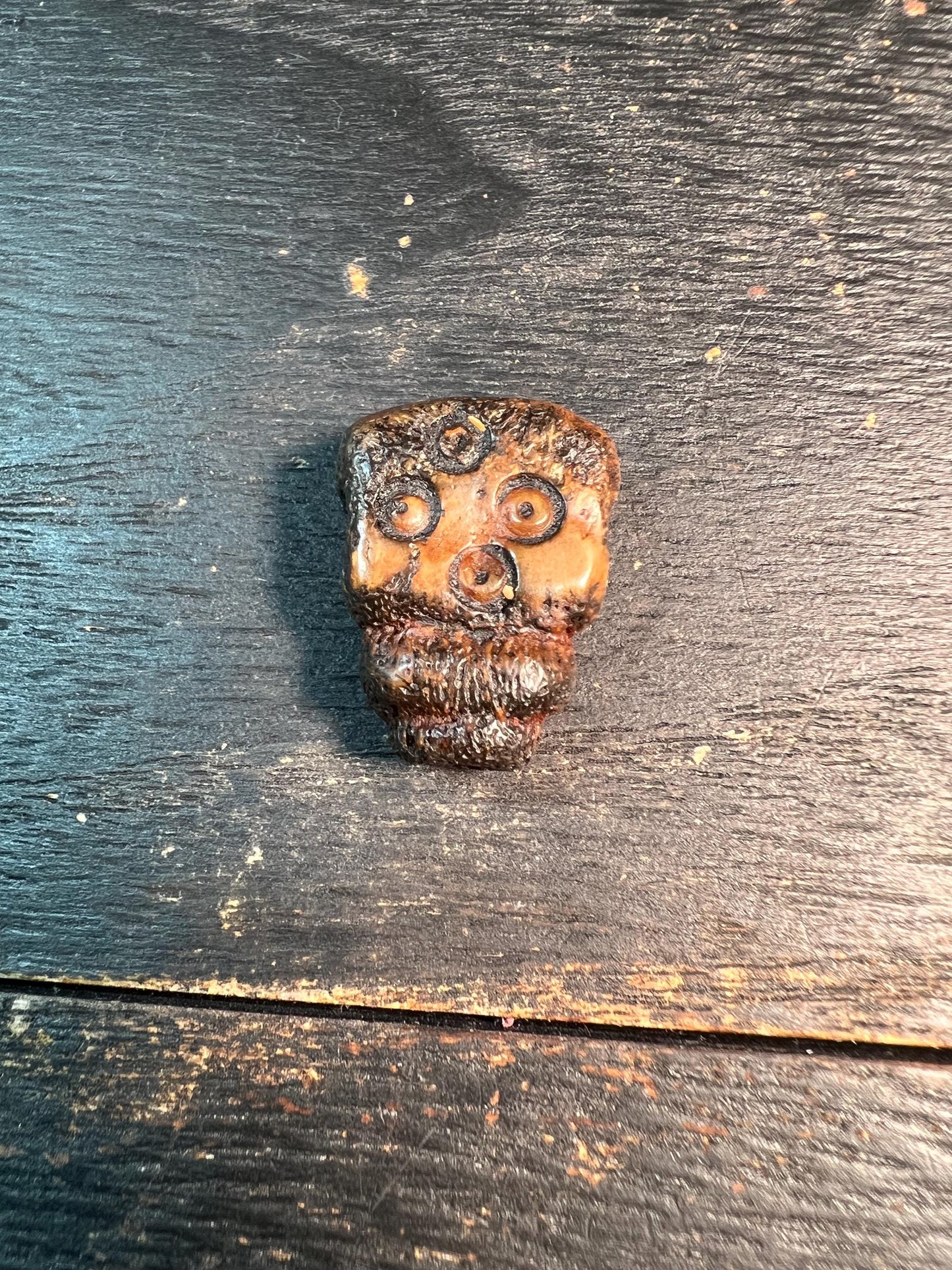 Rare Yak Bone Skull Guru Bead with Mantra Dots | Tibetan Chitipati Guru Bead | Hand-Carved Buddhist Mala Connector
