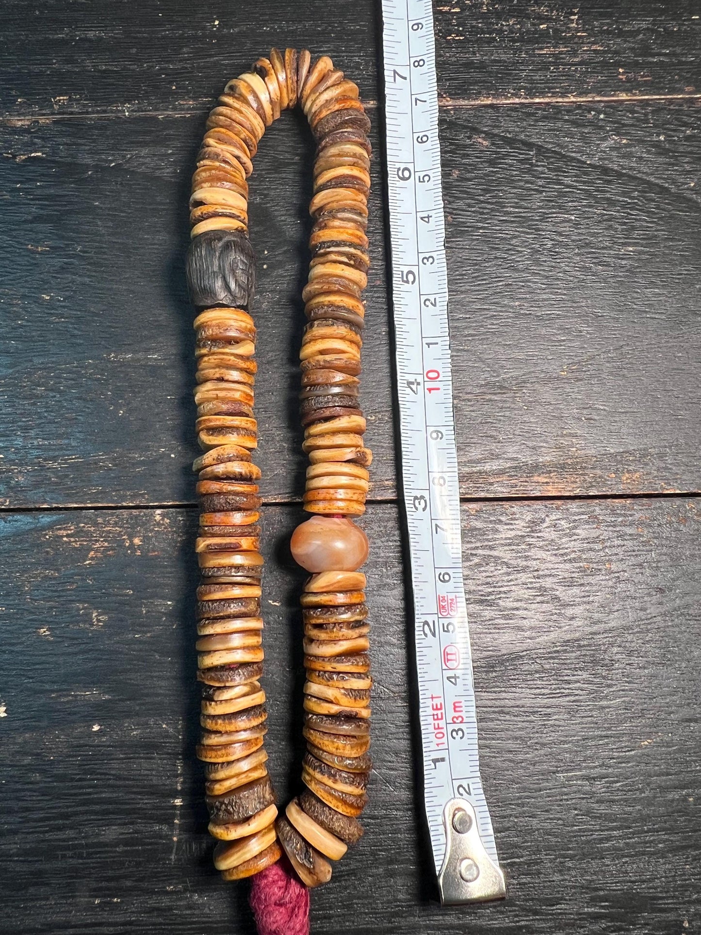 Vintage Yak Bone Mala Beads 108 | Tibetan Buddhist Prayer Beads | Skull Spacer Beads | Antique Bone Disc Rosary