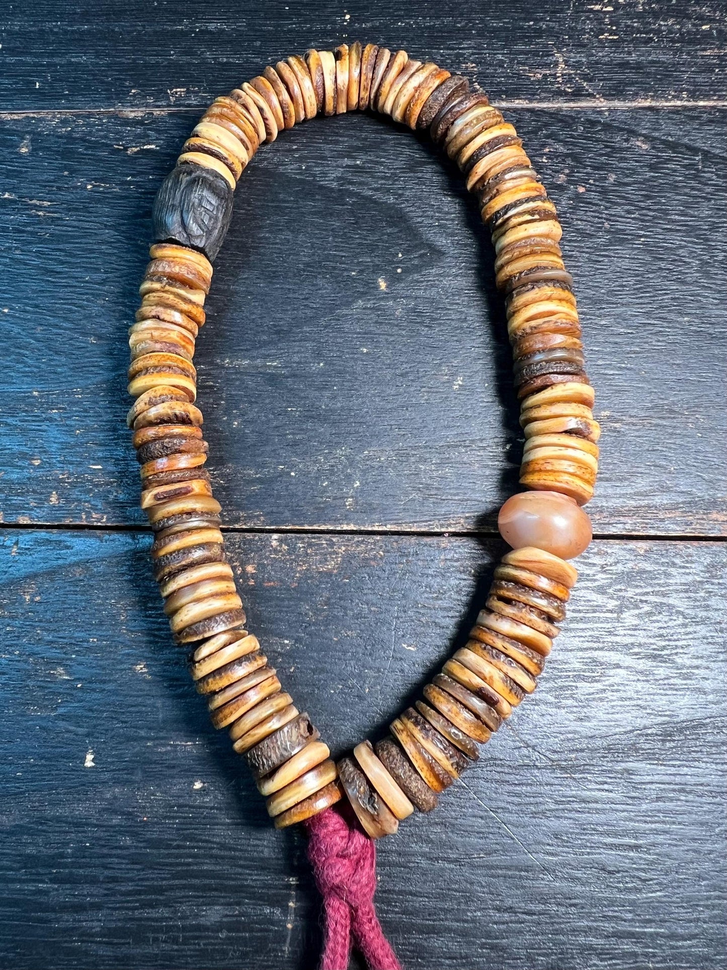 Vintage Yak Bone Mala Beads 108 | Tibetan Buddhist Prayer Beads | Skull Spacer Beads | Antique Bone Disc Rosary