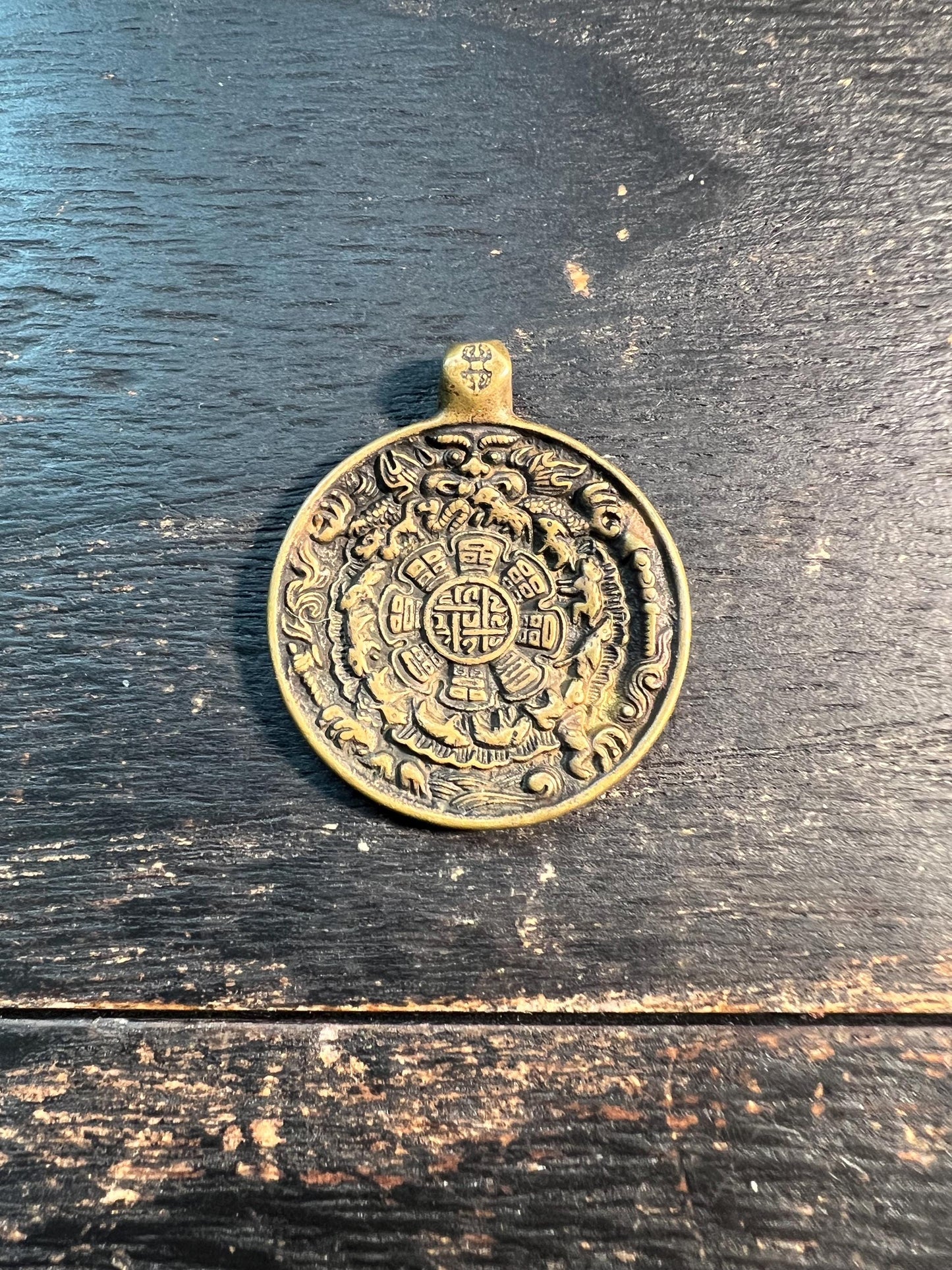 Tibetan Nine Palace Bagua Amulet Pendant | Double-Sided Protection Talisman | Bronze or Brass Feng Shui Charm
