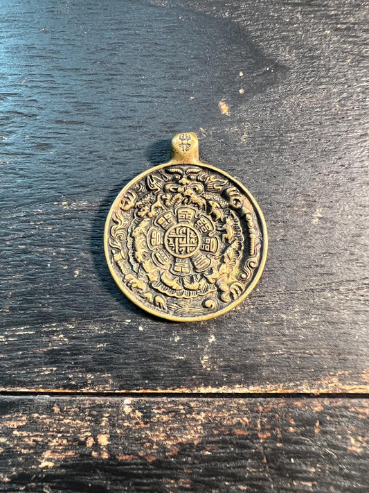 Tibetan Nine Palace Bagua Amulet Pendant | Double-Sided Protection Talisman | Bronze or Brass Feng Shui Charm