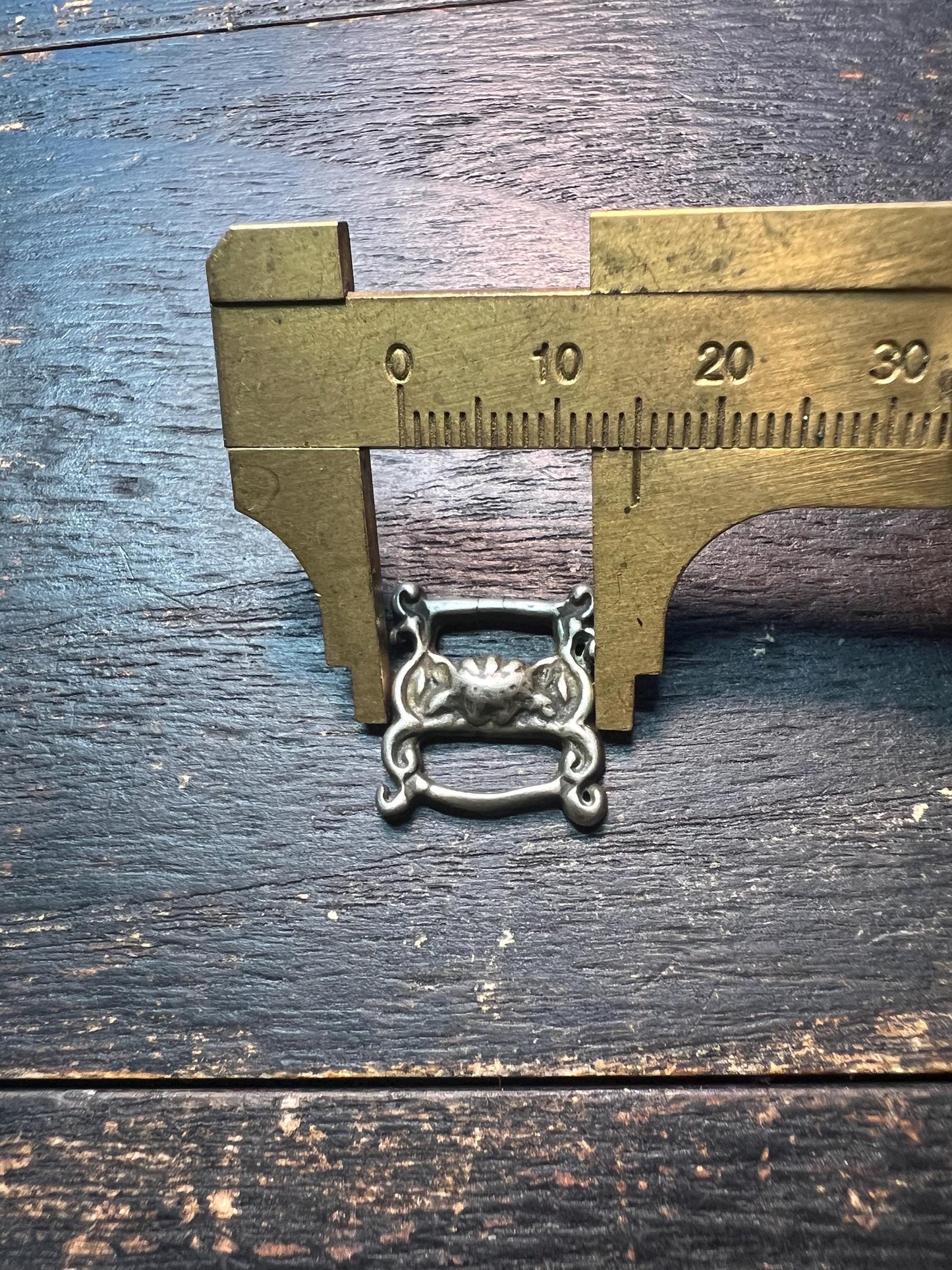 Vintage Tibetan Buddhist Stupa Buckle Amulet – White Brass Ritual Book Ornament