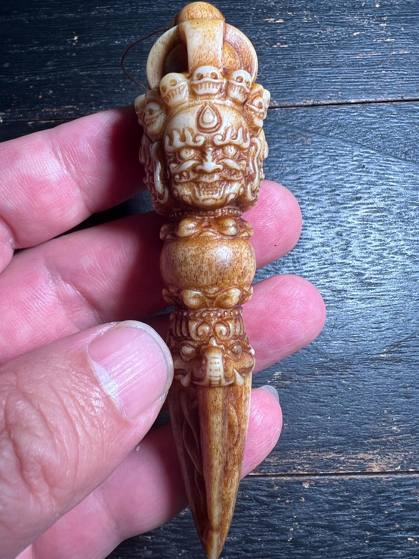 Hand-Carved Antler Phurpa Dagger | Tibetan Ritual Kila Dagger | Deer Antler Vajrakilaya Amulet | Himalayan Shamanic Tool | Unique Bone Talis